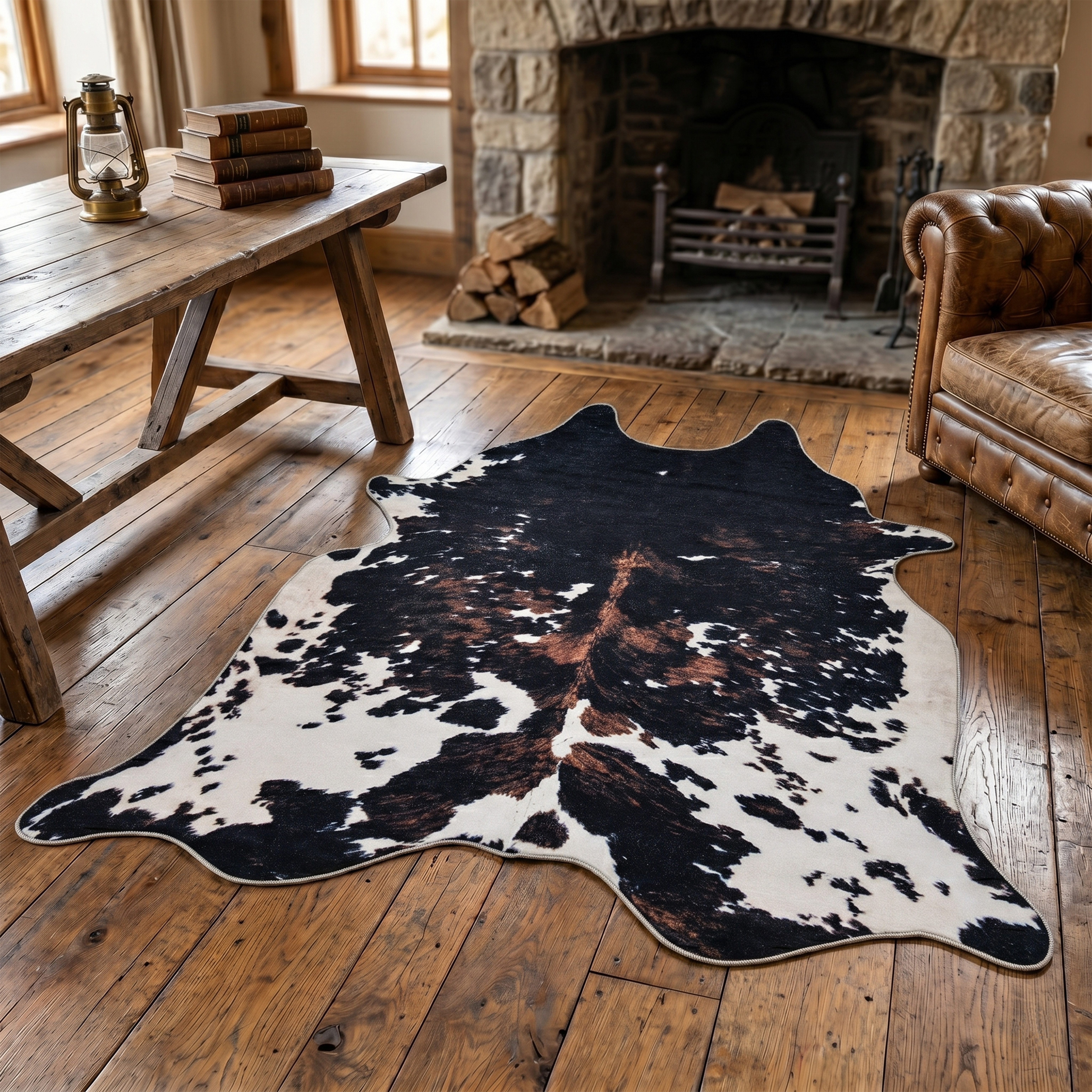 Gino Falcone Fellteppich Emilia, fellförmig, Höhe: 3 mm, Kunstfell, bedruckt, Kuhfell-Optik, ideal im Wohnzimmer & Schlafzimmer