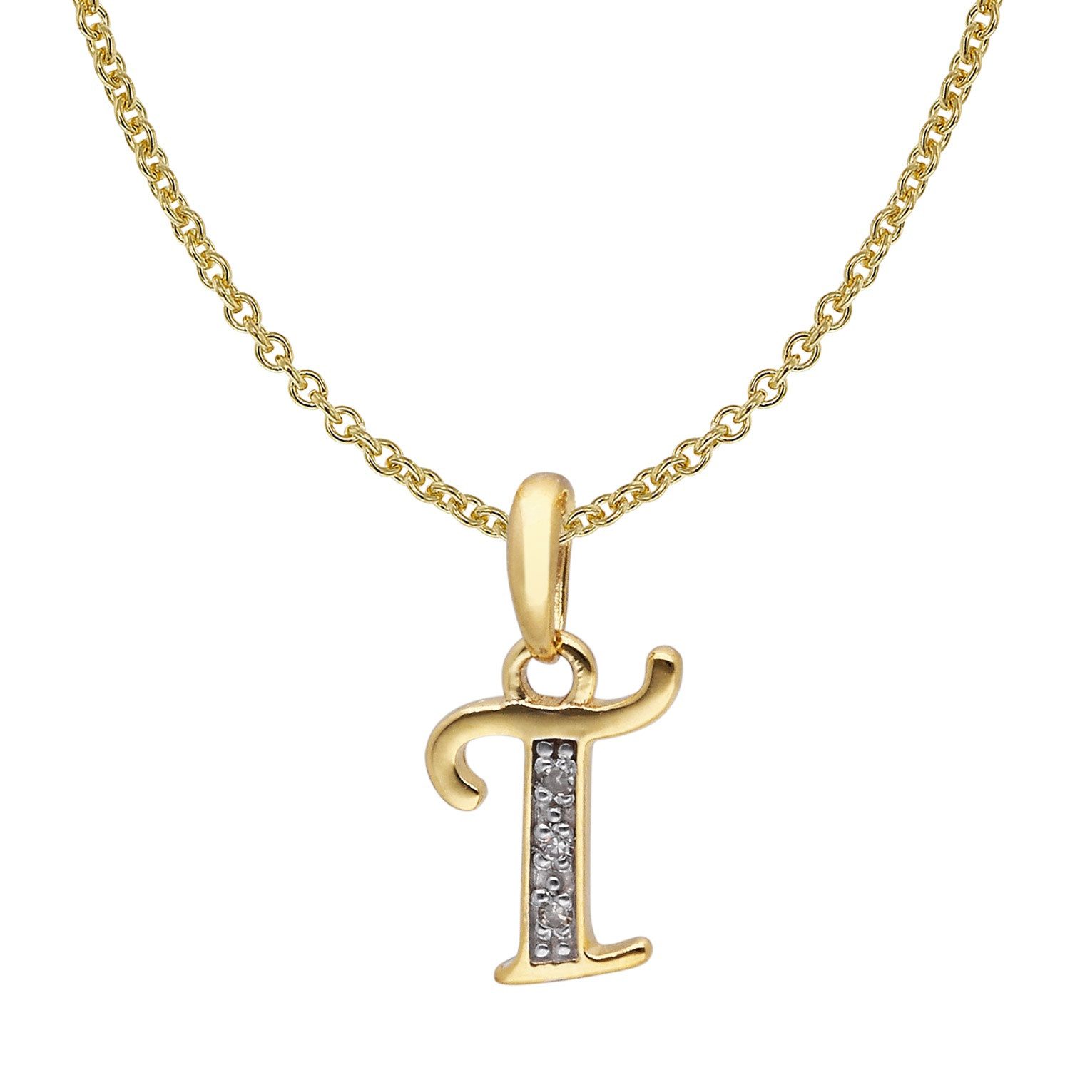 trendor Kette mit Anhänger Buchstaben-Anhänger T Gold 333/8K mit vergoldete günstig online kaufen