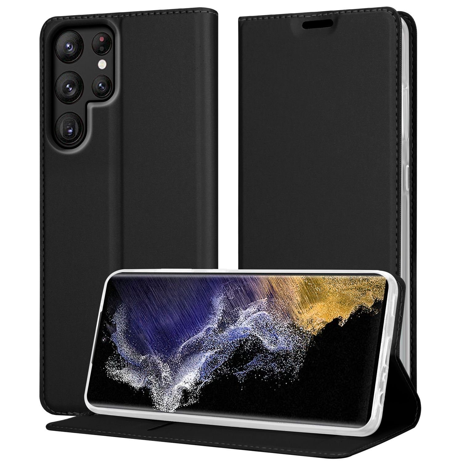 Cadorabo Handyhülle für Samsung Galaxy S22 ULTRA Hülle Samsung Galaxy S22 ULTRA, Schutzhülle Hülle mit Standfunktion, Magnetverschluss und Kartenfach