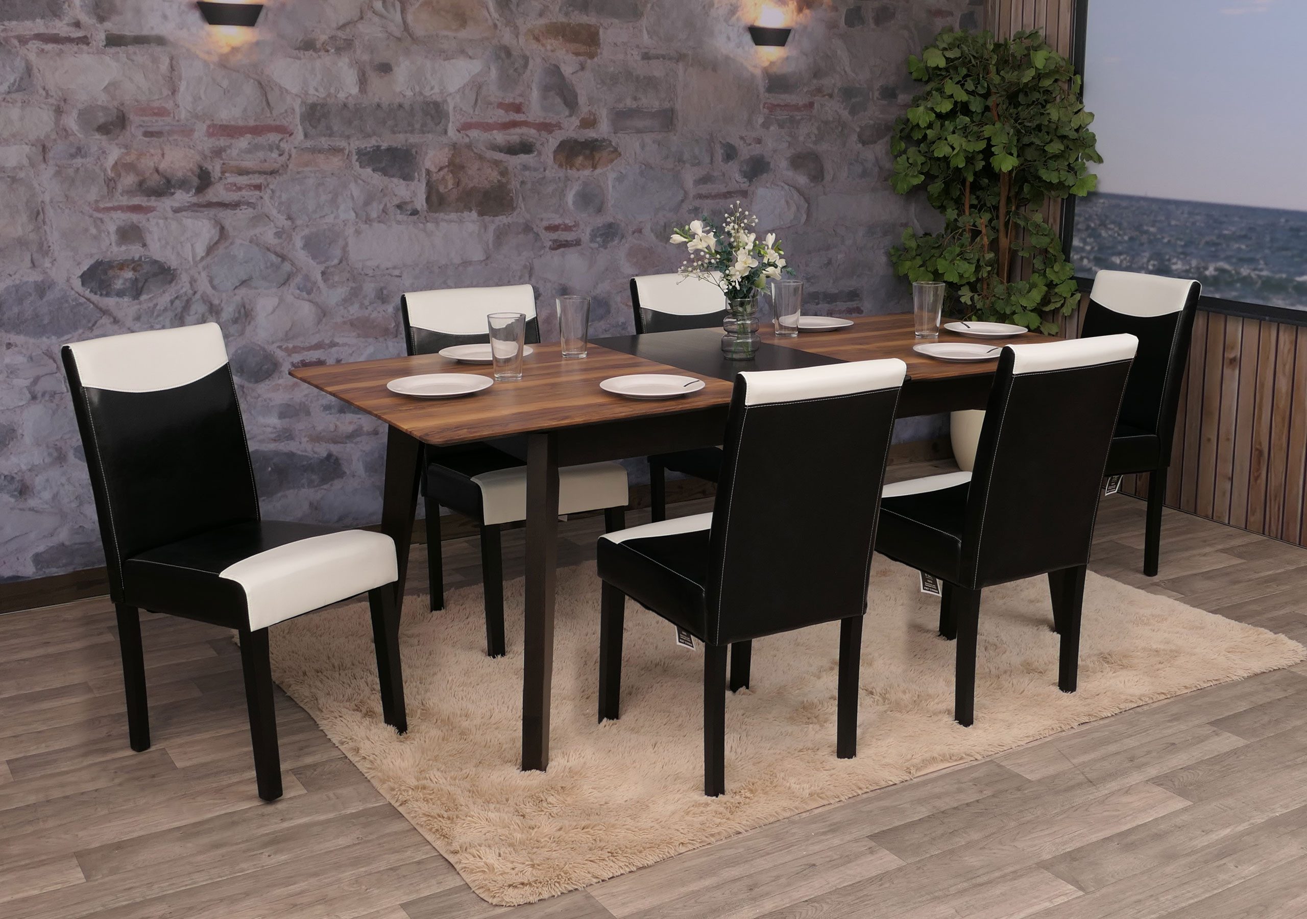 MCW Esszimmerstuhl Littau-6 (Set, 6 St), 6er-Set, Hohe Rückenlehne, Rutschfest durch Kunststoff-Bodenschoner