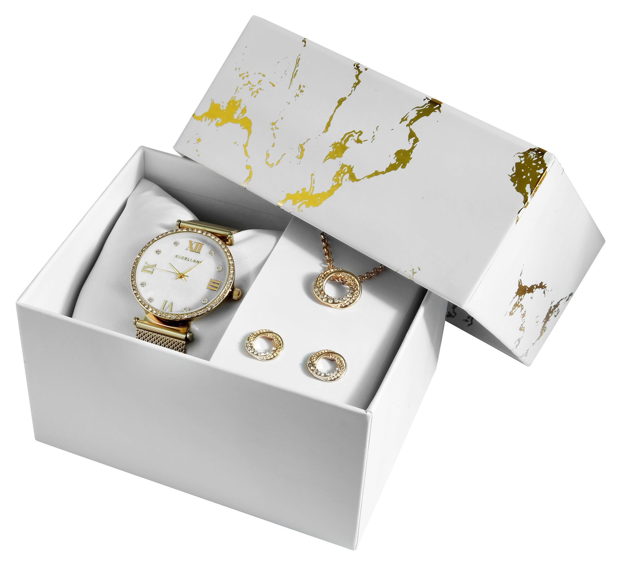 Schmuckset 1800243 Excellanc Damengeschenkset mit Armbanduhr, Halskette und