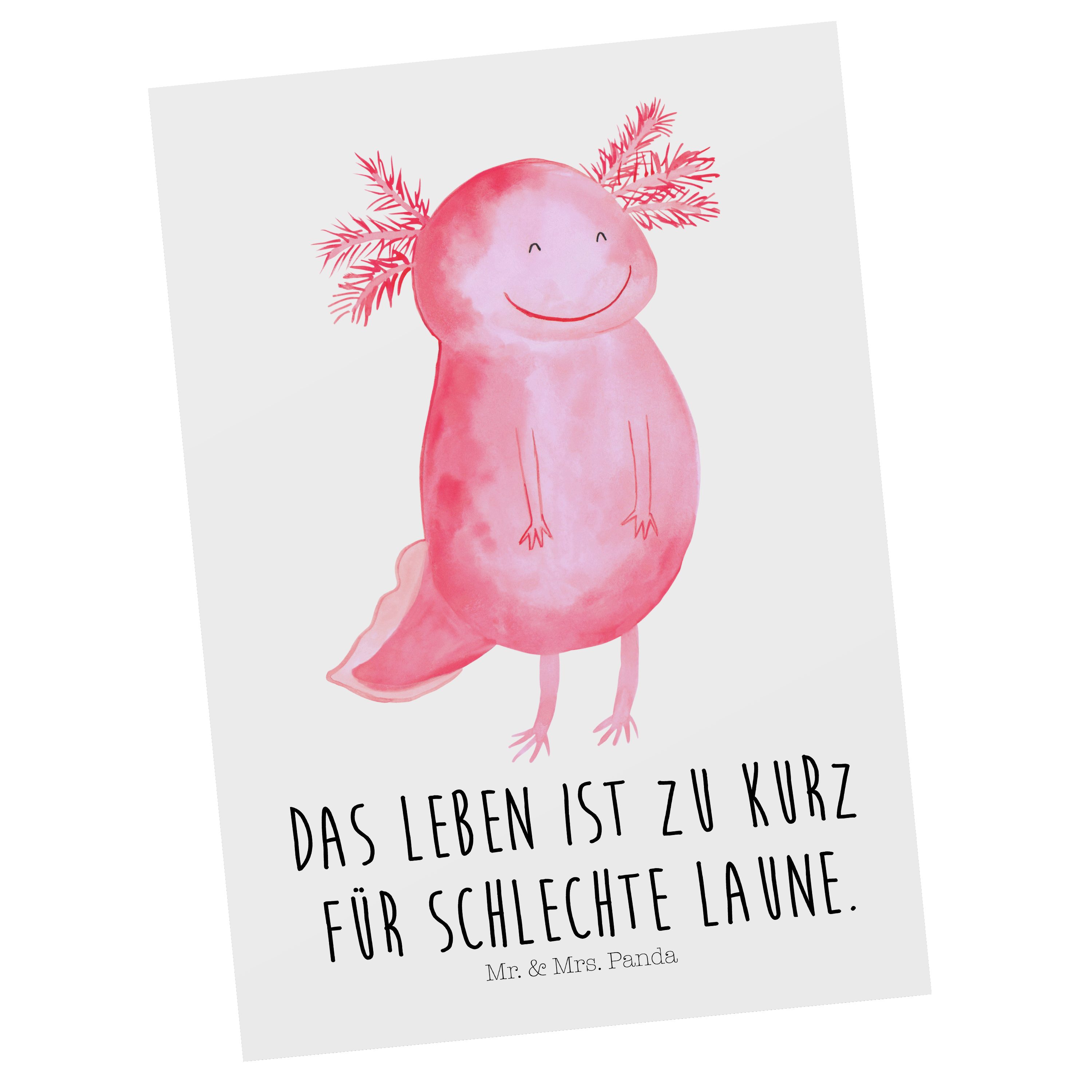 Mr. Mrs. Axolotl - Geschenk, - & gut gelaunt, glücklich Panda Postkarte Einladungskarte, gu Weiß