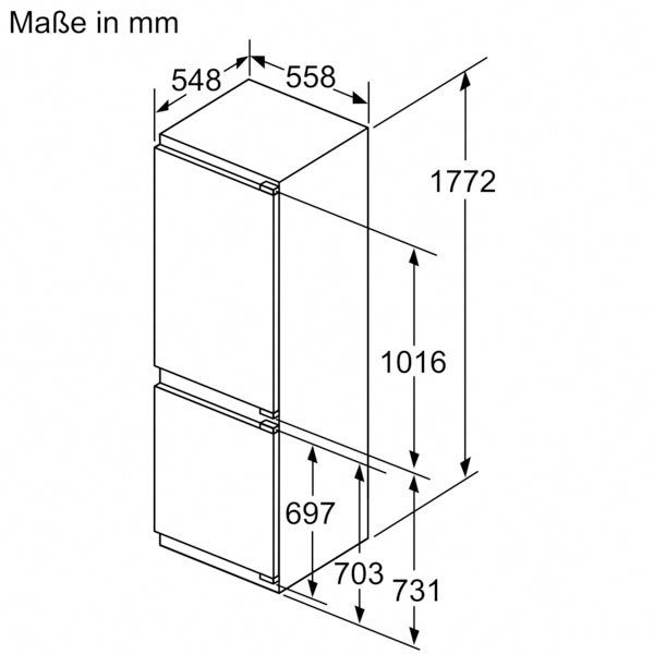 hoch, BOSCH Serie 55,8 6 177,2 KIN86ADD0, cm cm Einbaukühlgefrierkombination breit