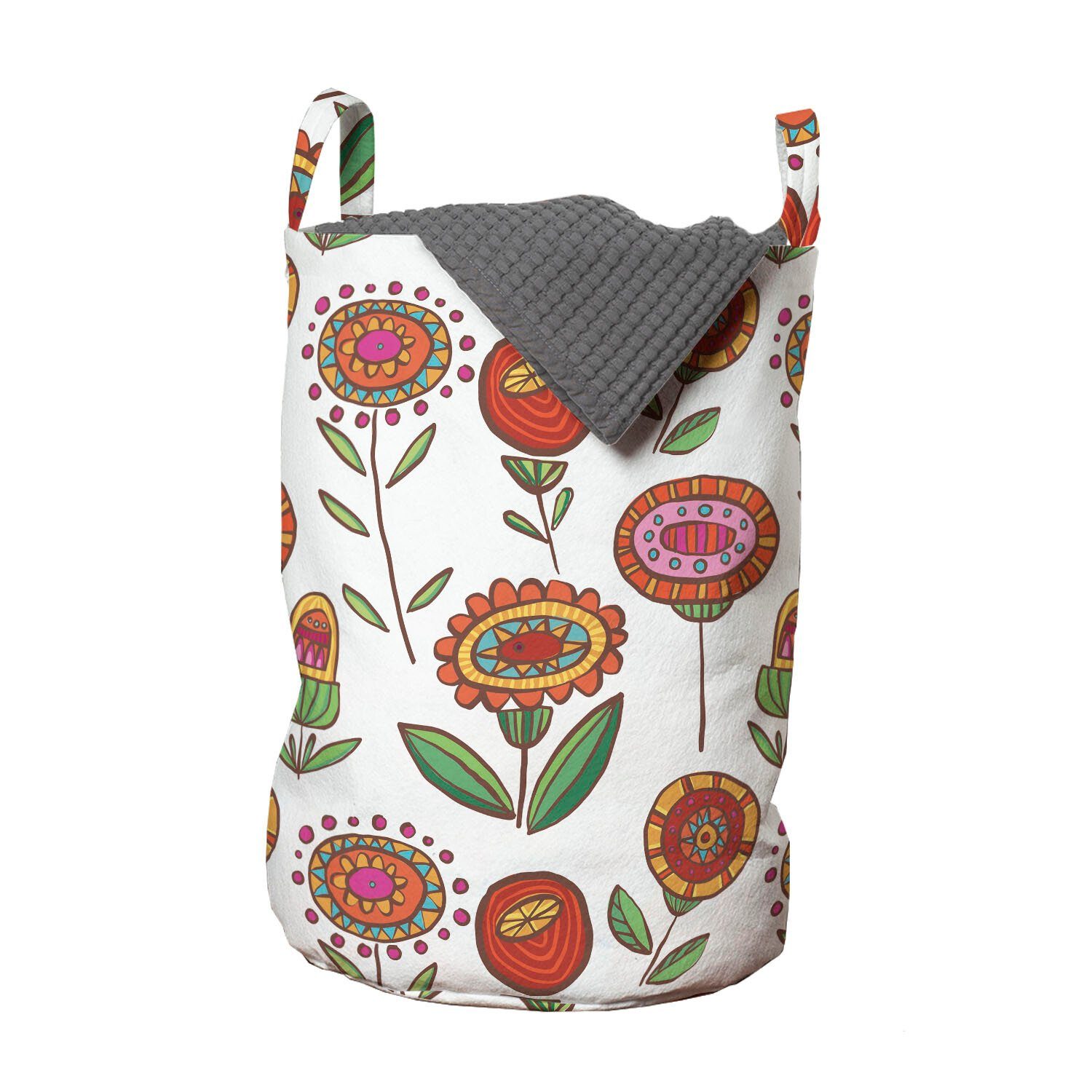 Wäschesäckchen Blumen Wäschekorb Kordelzugverschluss Griffen mit Abakuhaus Waschsalons, Blumen-Kunst Bunte für