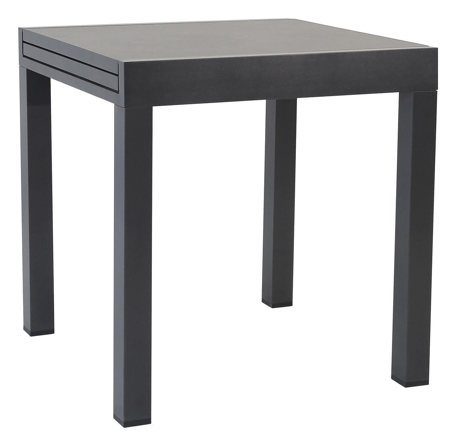Outdoor Gartentisch DALLAS, Ausziehbar, Anthrazit, Aluminium, PSPC, B 72/144 x H 76 x T 72 cm