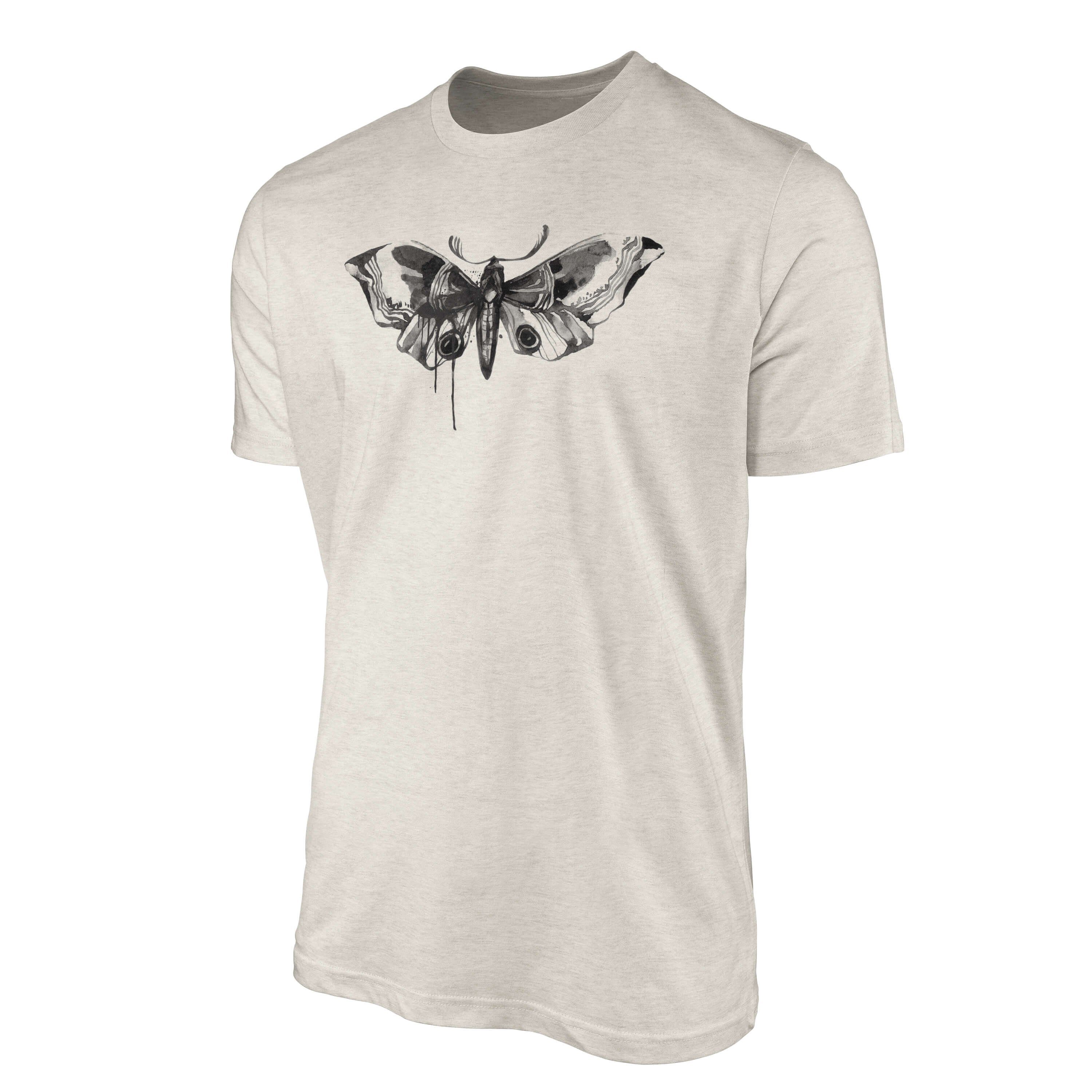 Sinus Art T-Shirt T-Shirt Motiv Shirt Organic Bio-Baumwolle Herren Aquarell Ökomo Nachhaltig 100% Farbe Motte (1-tlg) Schwarz