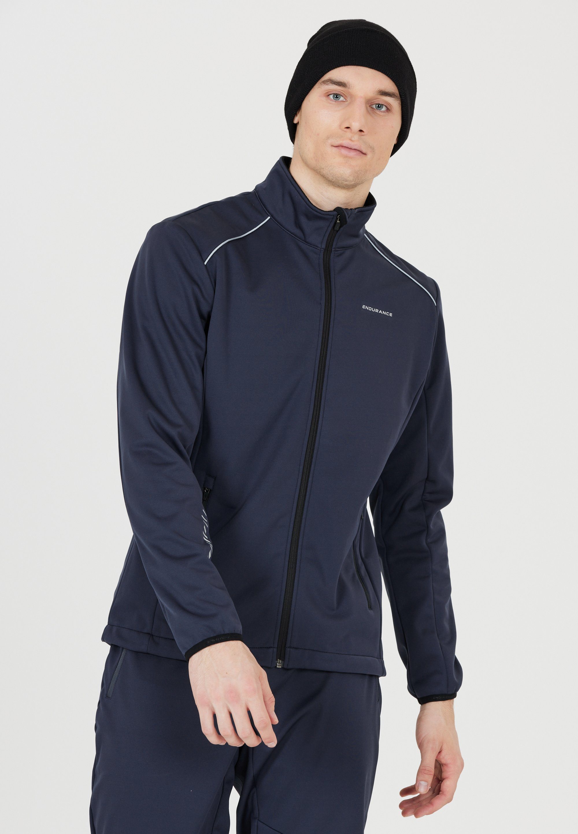 Softshelljacke winddichter Naval dunkelblau -und wasser mit ENDURANCE Funktion