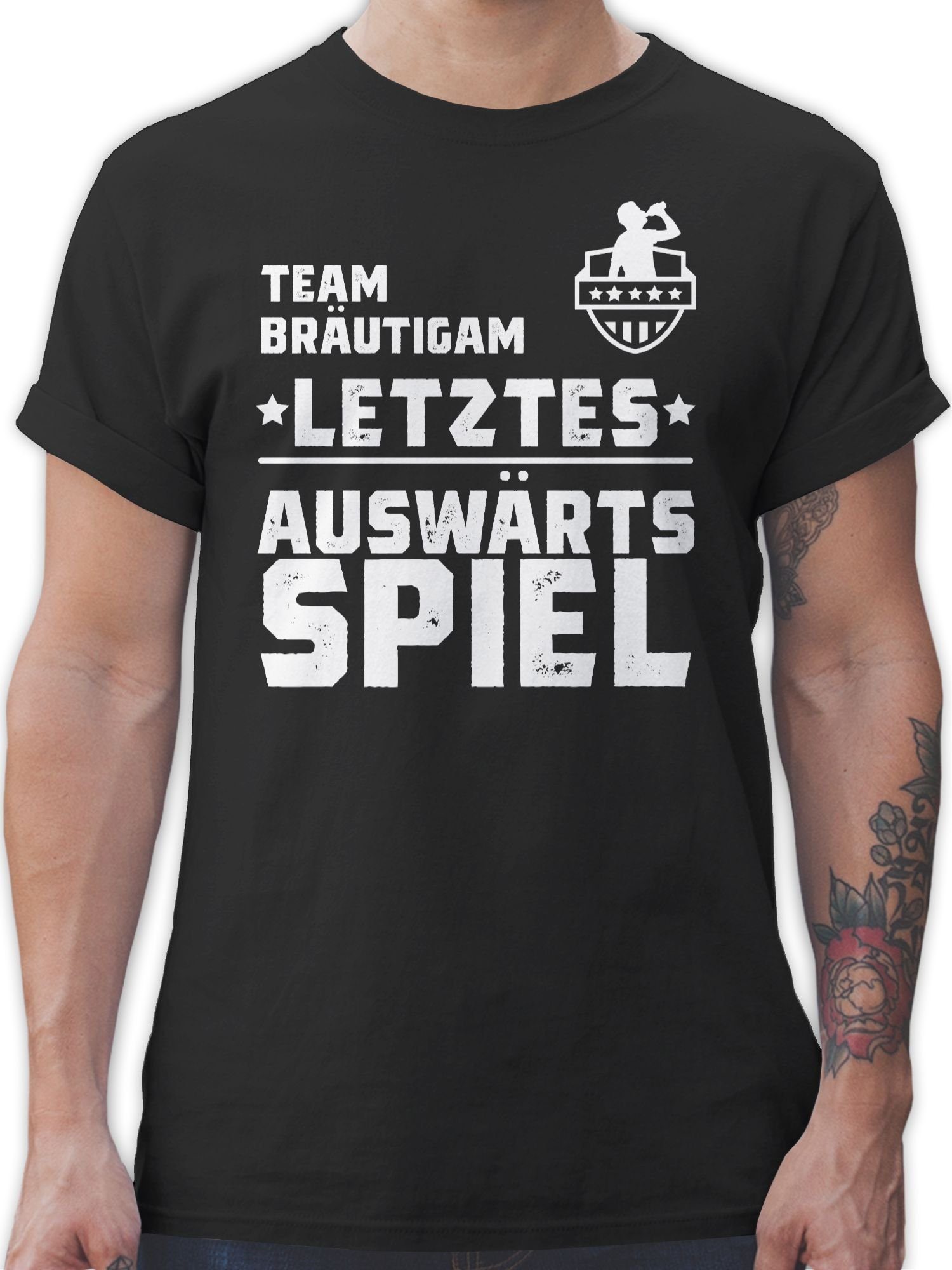 Shirtracer T-Shirt Team Bräutigam - Letztes Auswärtsspiel Auswärtstour JGA Männer 01 Schwarz