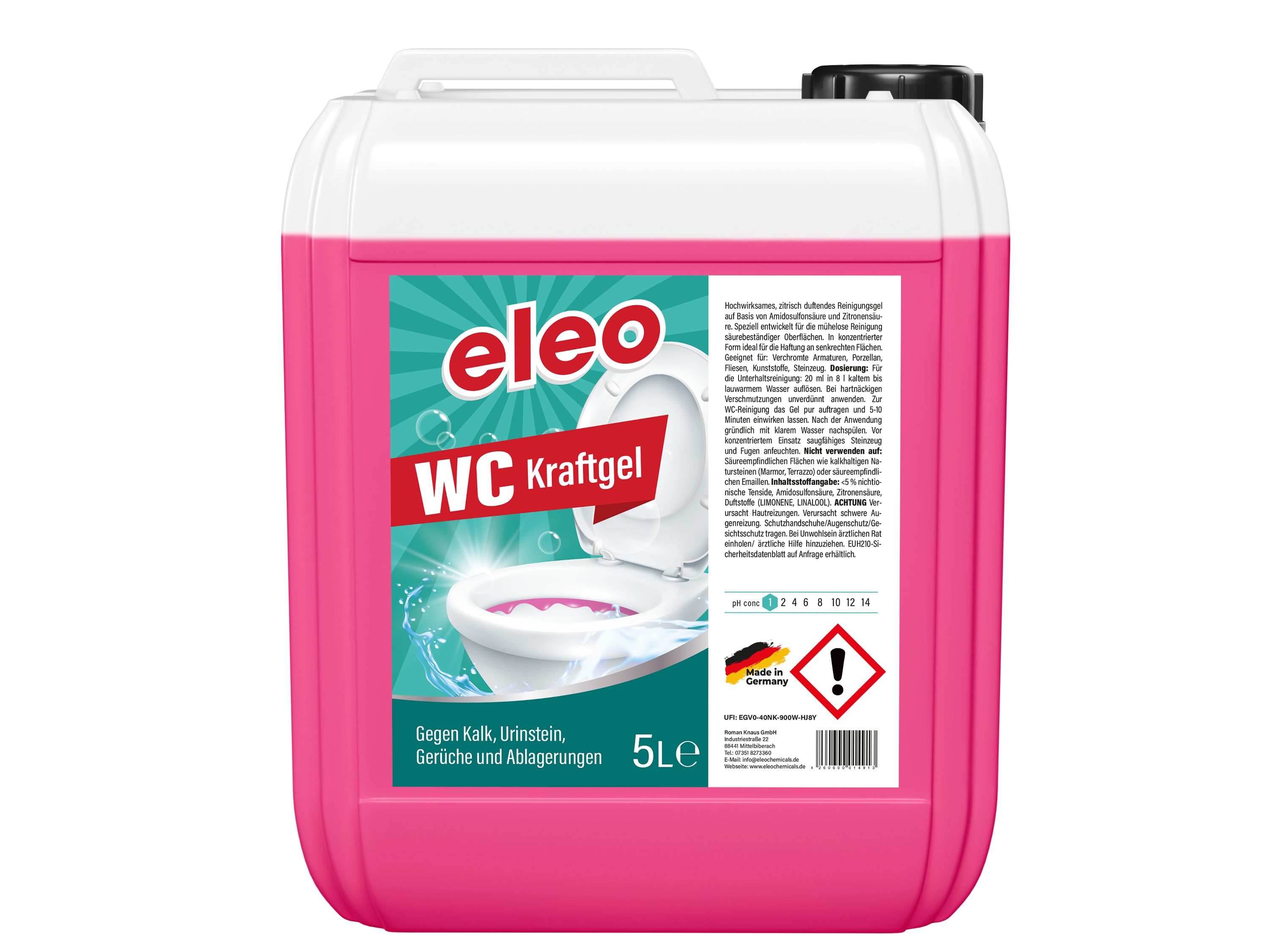 WC Reiniger Gel (5 Liter) gegen Kalk und Schmutz mit Zitrusduft Sanitärreiniger
