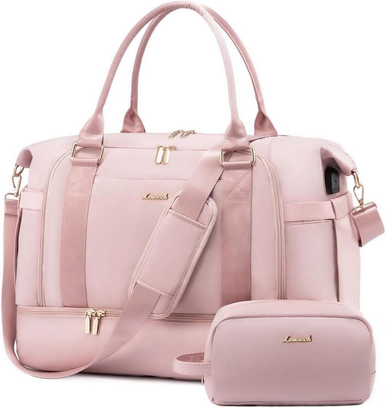 LuxusKollektion Weekender Kliniktasche Geburt Weekender Damen Rosa mit Schuhfach & Nassfach