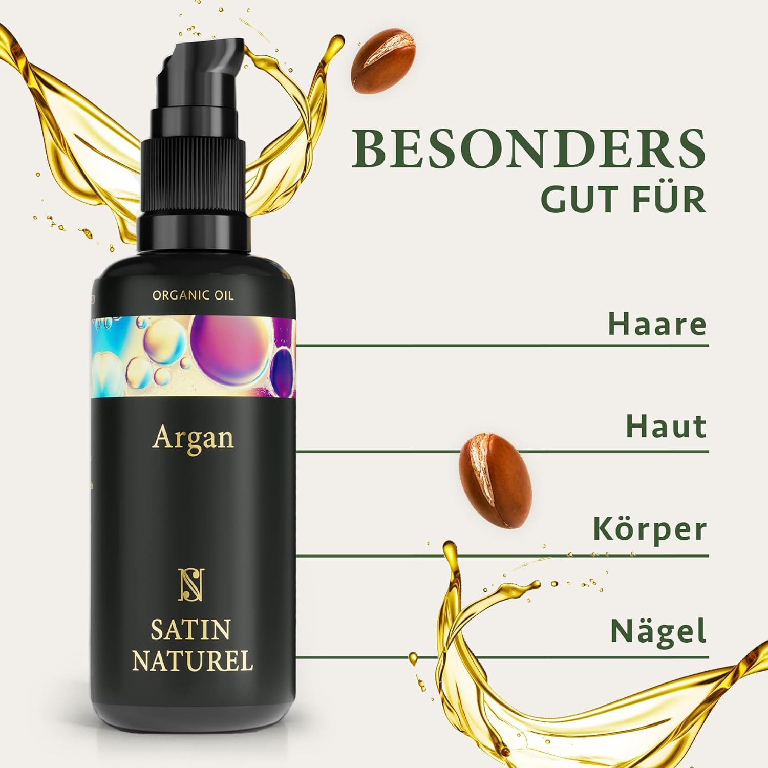 Satin Naturel Haaröl Bio Arganöl, Natürliche Inhaltsstoffe