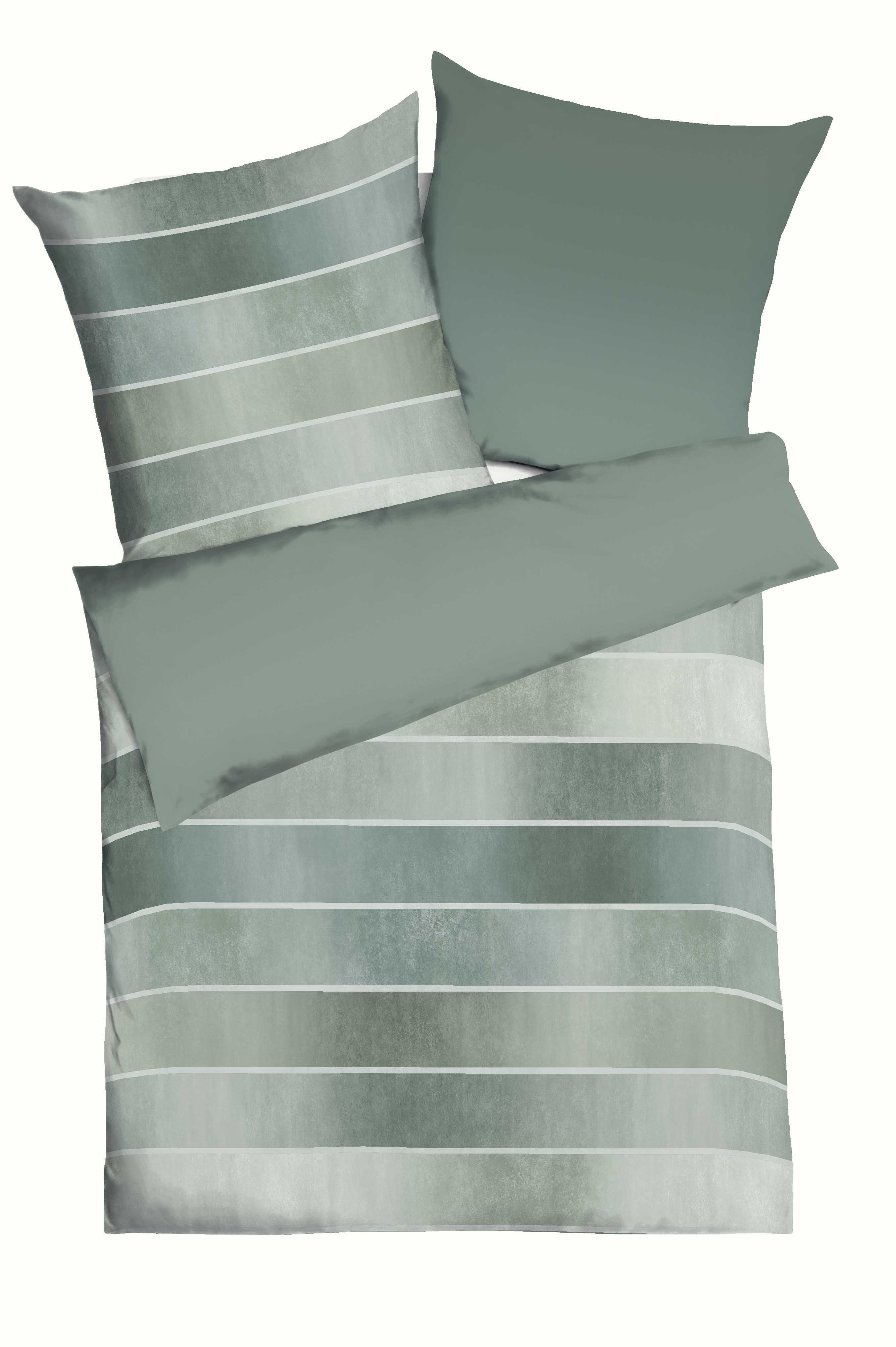 Kaeppel Wendebettwäsche TIMELESS 100% Baumwolle, Mako-Satin, 2 teilig, mit breiten Streifen, Wendeoptik, Markenreißverschluss