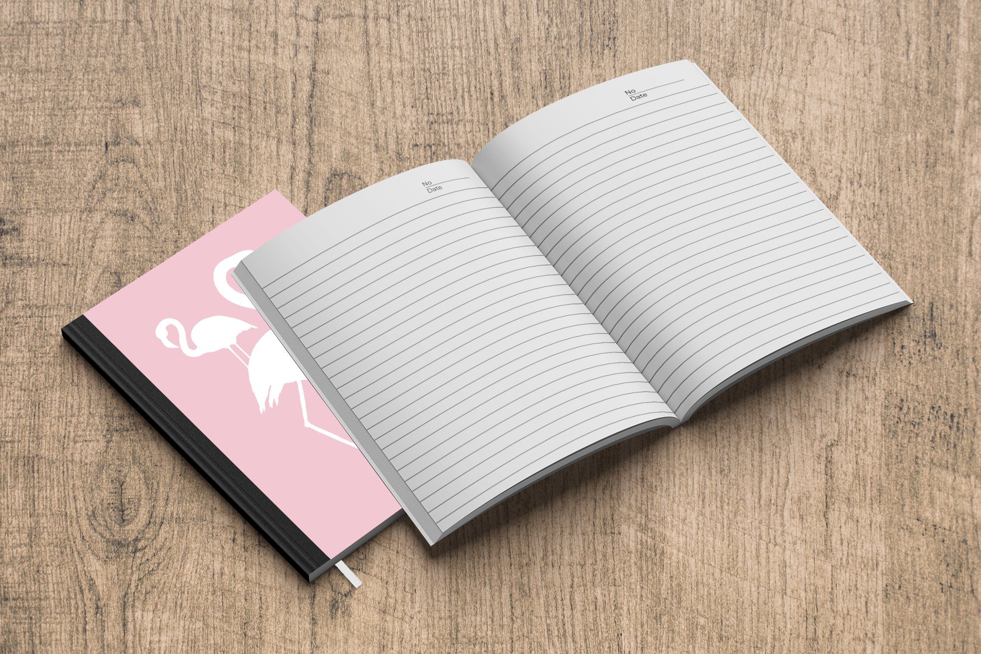 MuchoWow Notizbuch Rosa - Journal, - 98 Seiten, Merkzettel, A5, Tagebuch, Flamingo, Notizheft, Haushaltsbuch Weiß
