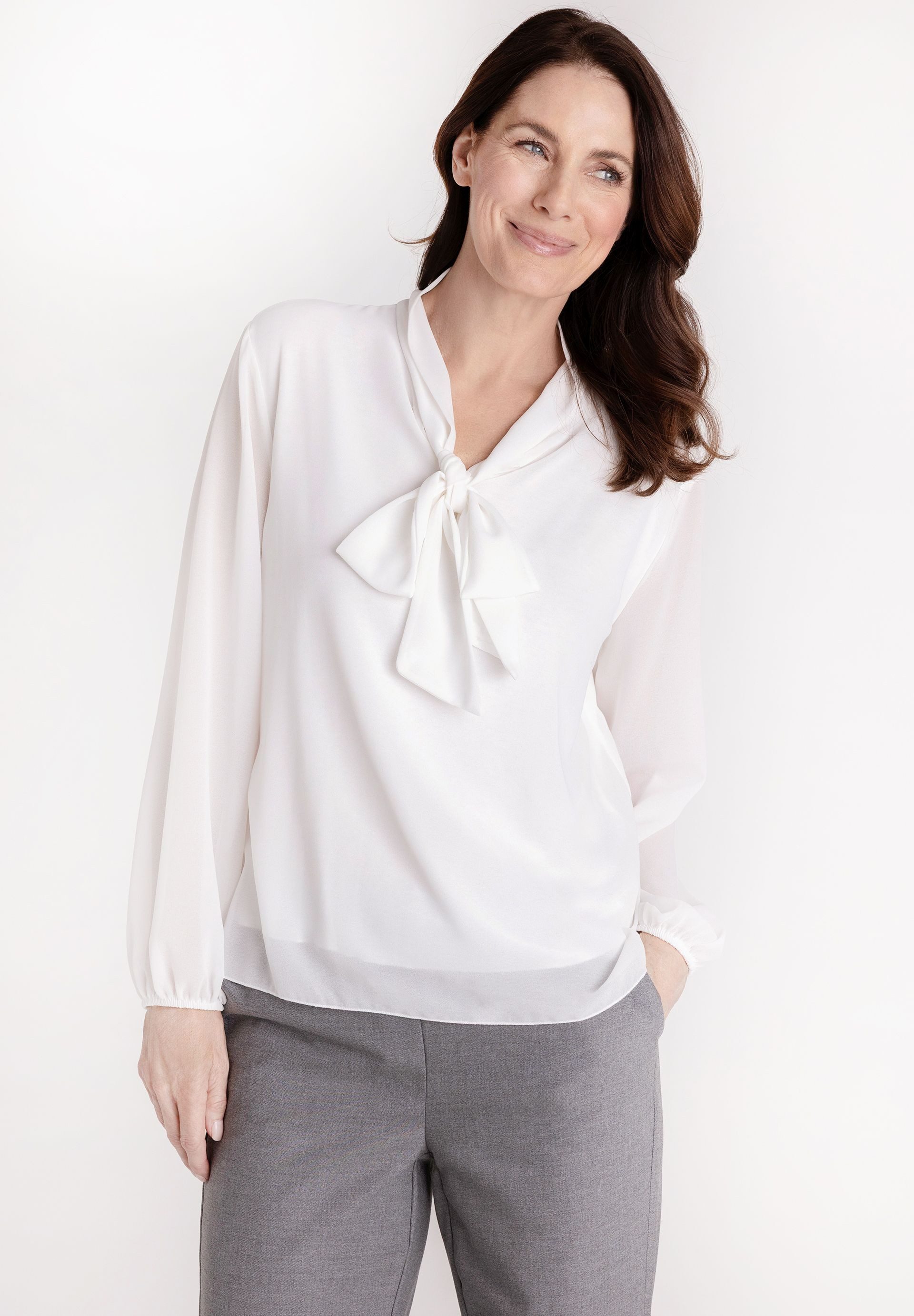 FRANK WALDER Klassische Bluse mit Schluppenkragen
