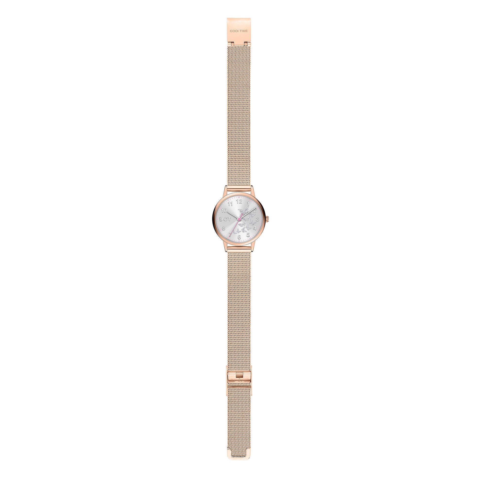 COOL TIME Quarzuhr The Cool Butterfly CT-0015-MQ, Armbanduhr, Edelstahlarmband, Kinderuhr, Mädchen, analog