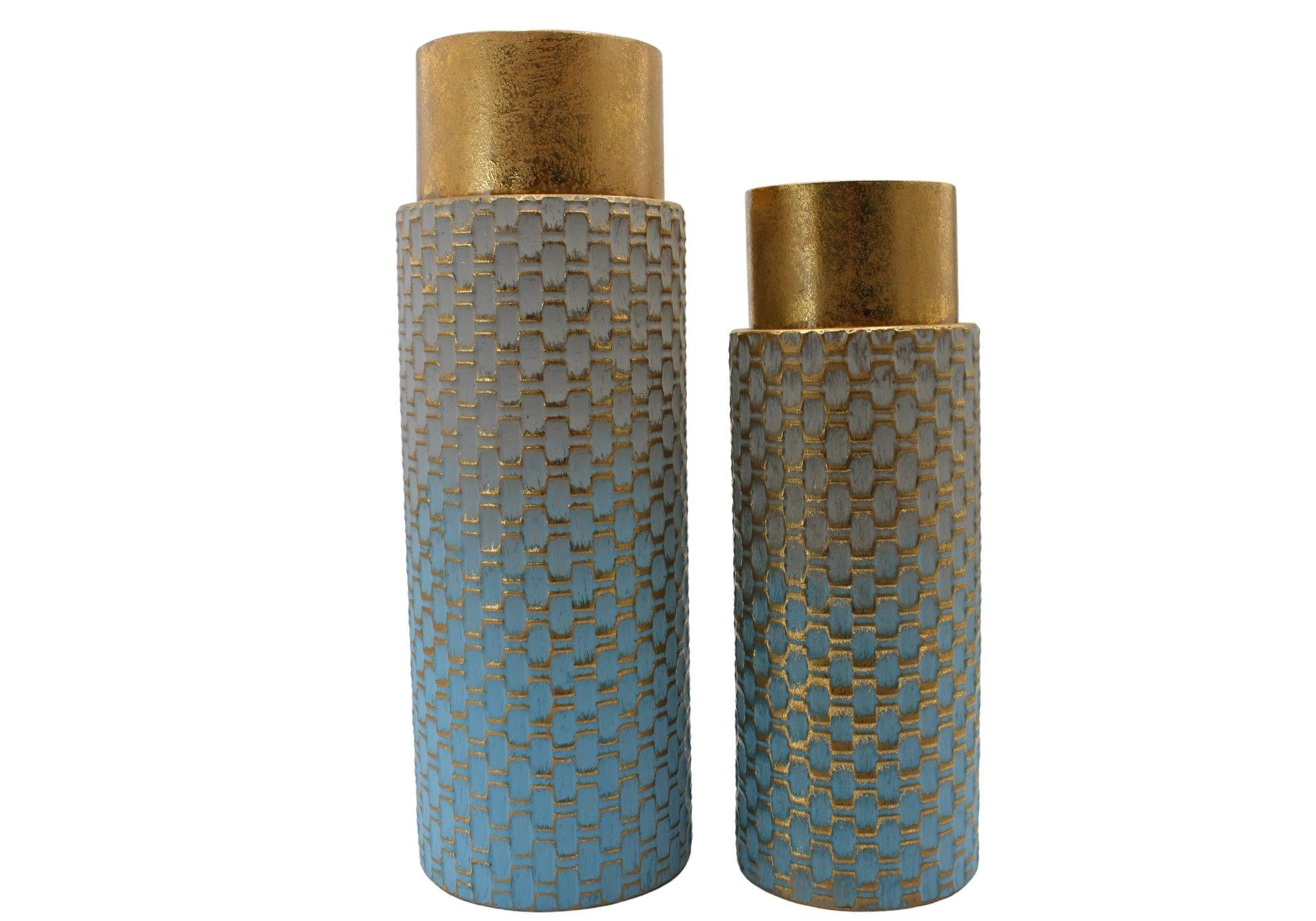 in Vase, versch. St) (1 Dekovase Metall Vase, Dekovase Hochwertige Bodenvase, Farben hellblau Dekohelden24 1 und