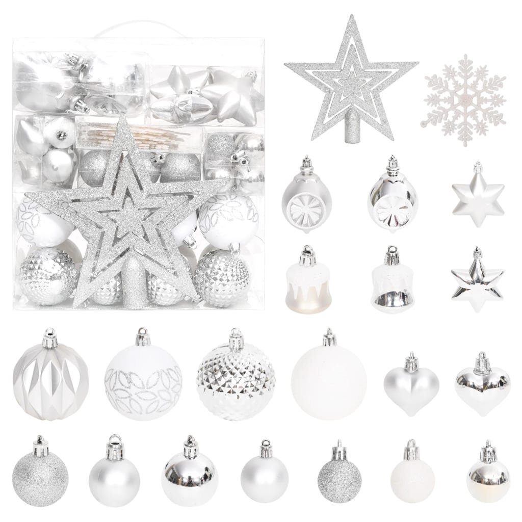 Weihnachtsbaumkugel furnicato Weihnachtskugel-Set und Silbern Weiß 70-tlg.