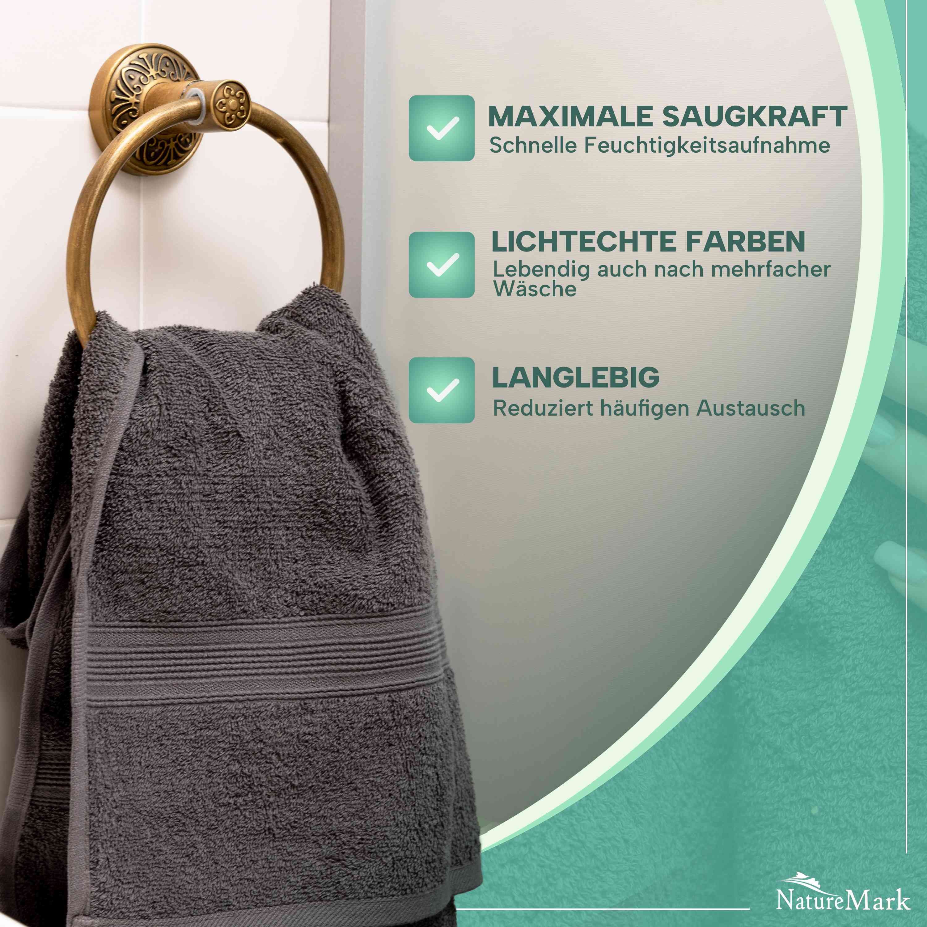 NatureMark Handtücher 8er-Set Frottier Handtücher 50x100cm, 100% Baumwolle günstig online kaufen