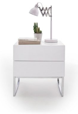 MCA furniture Nachttisch Nola (Nachtschrank in weiß Hochglanz mit Chrom, Höhe 50 cm), Front und Korpus lackiert