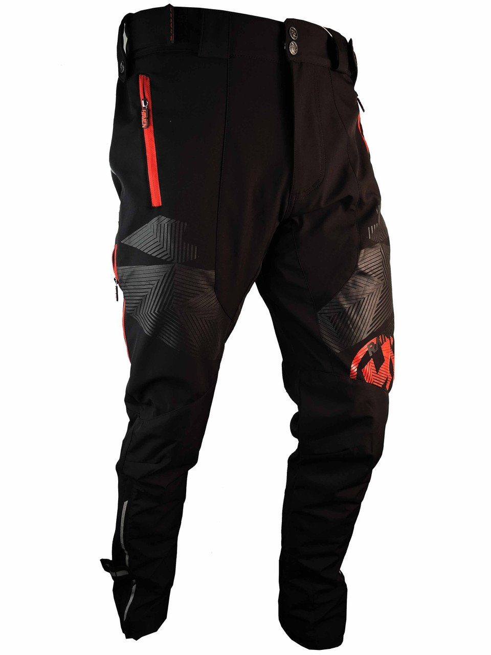 HAVEN Fahrradhose HAVEN Regen und Allwetterhose RAINBRAIN Lang schwarz/ rot