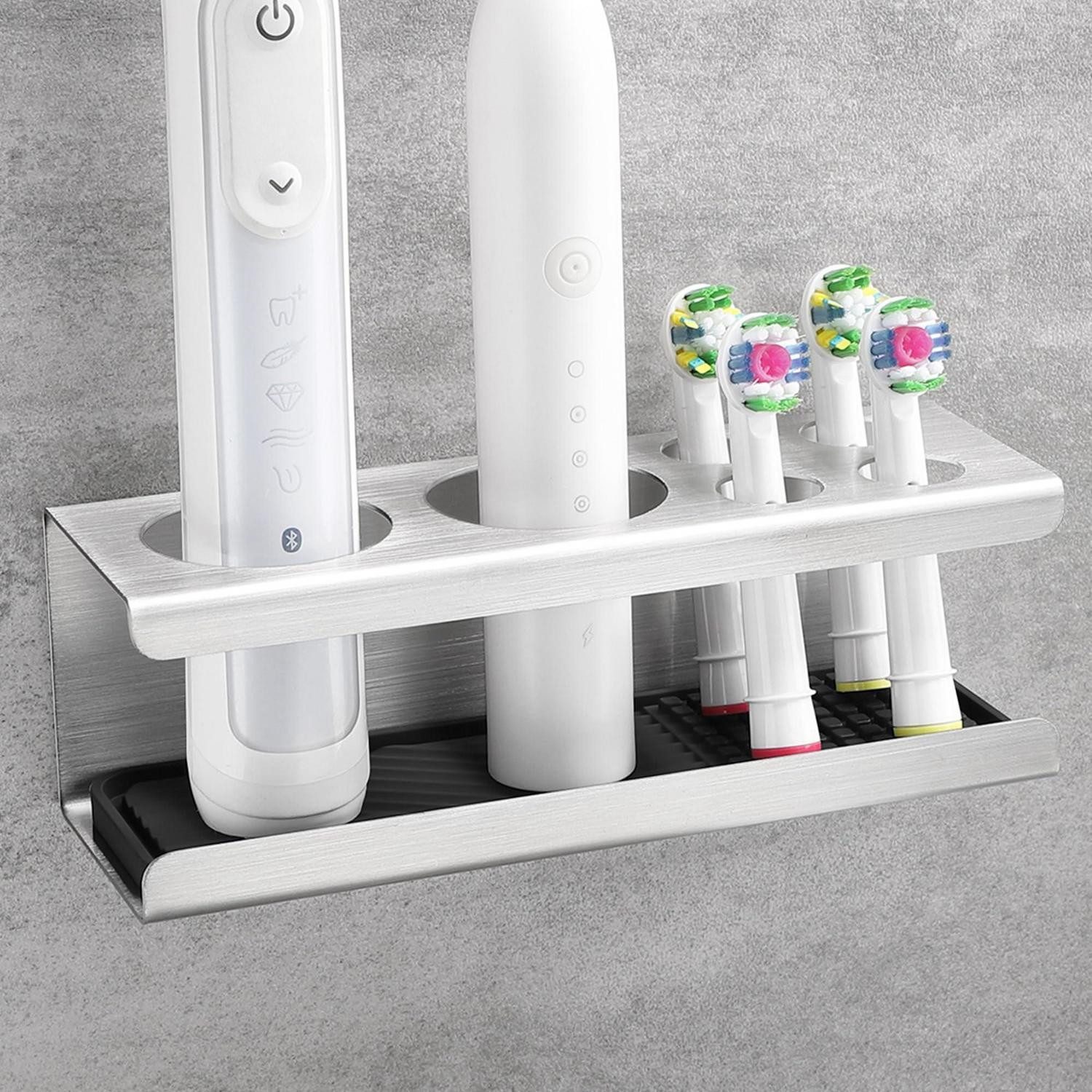 LuxusKollektion Zahnbürstenhalter Zahnbürstenhalter Edelstahl Selbstklebend Silber, (1-St)