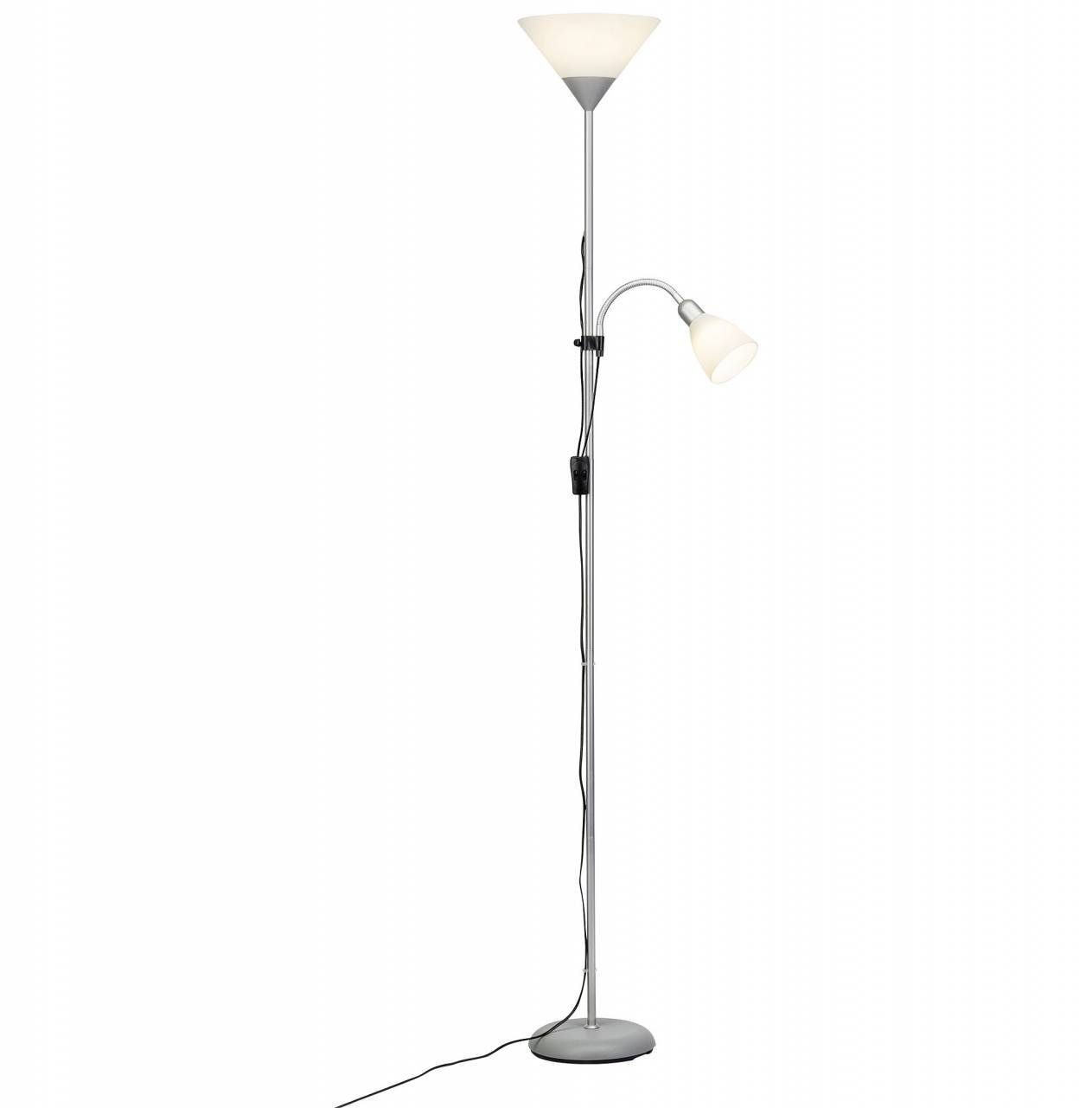 Brilliant Stehlampe Spari, 2700K, Lampe LED-A60, silber/weiß Deckenfluter 9. E27, Spari 1x LED Lesearm