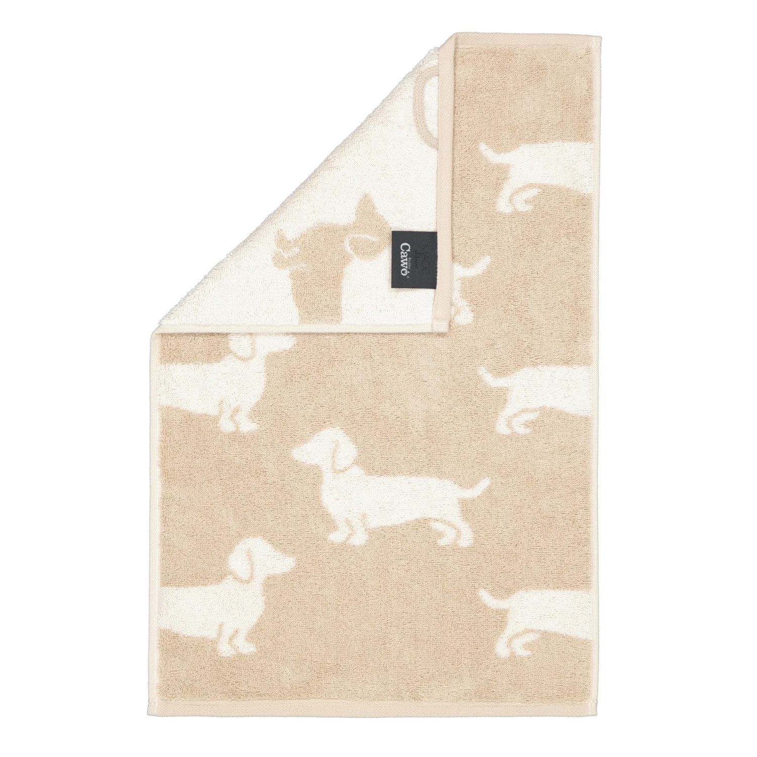 Cawö Handtuch Cawö Handtuch Duschtuch Gästetuch We love Dogs 6246-33 Dackel Natur, Walkfrottier, 100% Baumwolle