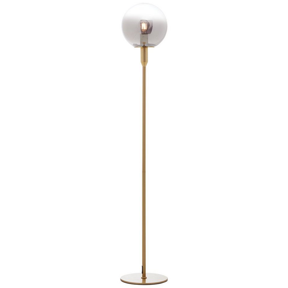 Brilliant Stehlampe Gould, Gould Standleuchte 1flg gold/rauchglas,  Metall/Glas, 1x A60, E27, 52 W, Für LED-Leuchtmittel geeignet