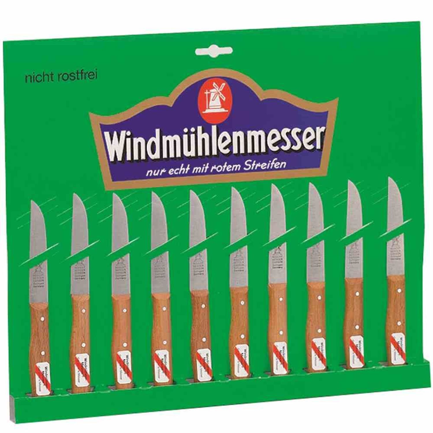 Windmühlenmesser Universalküchenmesser Küchenmesser-Karte mit 10 Messern gerade Klinge 85 mm