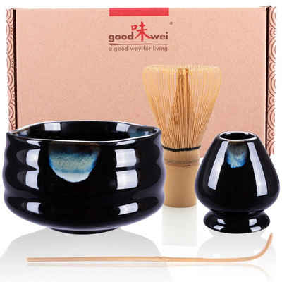 Goodwei Teeservice Matcha-Set "Kuro" 80 White mit Chasentate (4-tlg), 1 Personen, Keramik