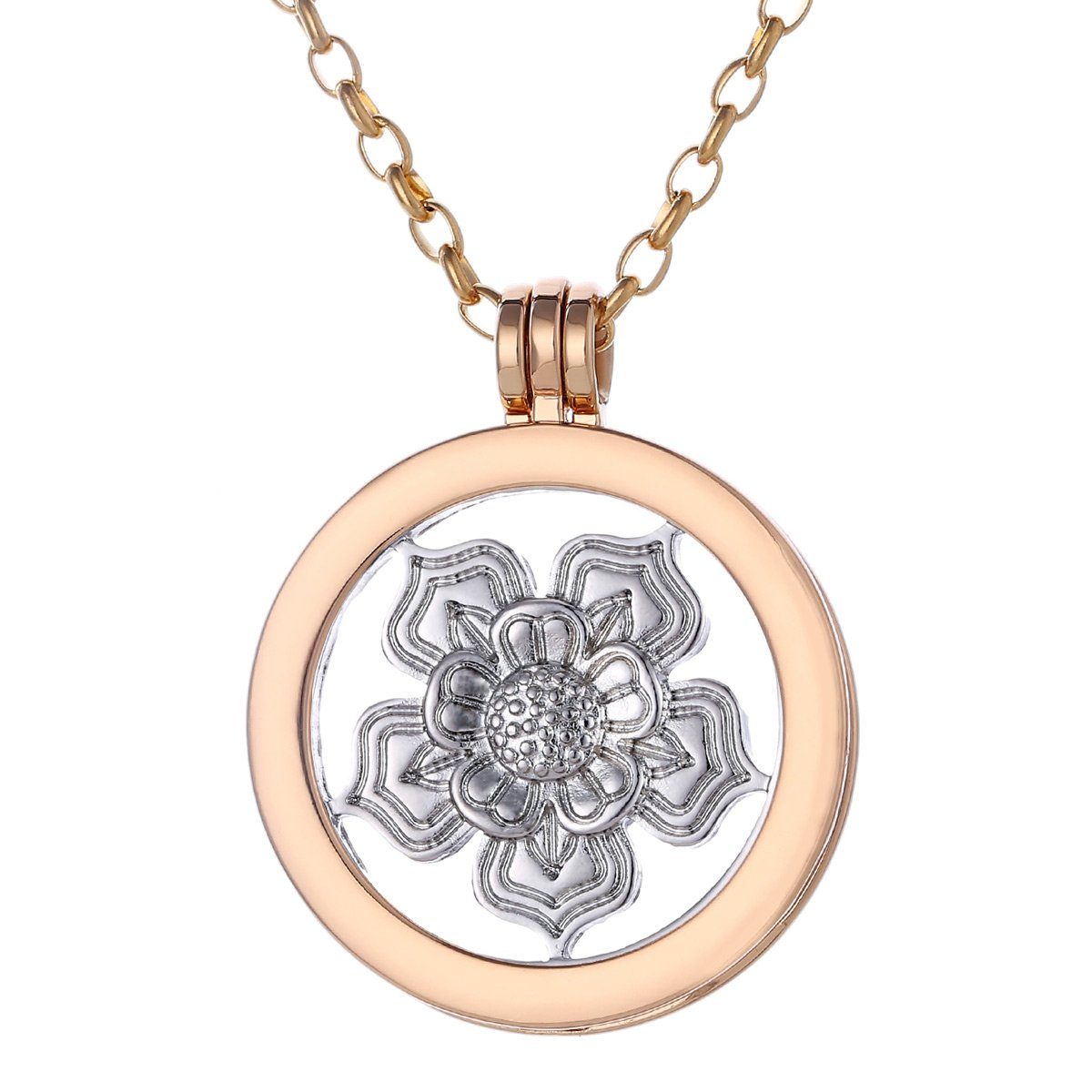 Kette mit Anhänger Halskette 70 cm gold mit Münzanhänger 33 mm