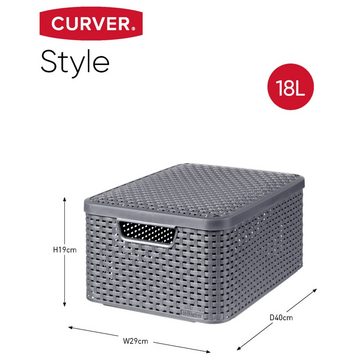 Curver Aufbewahrungsbox Aufbewahrungsboxen mit Deckel Style 3 Stk. Размер M Anthrazit (3 St)