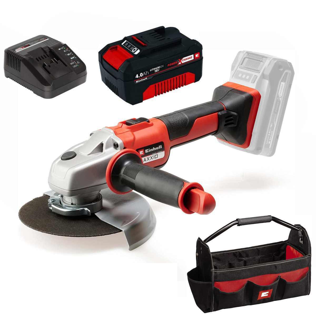 Einhell Akku-Winkelschleifer Professionel Winkelschleifer AXXIO 18/125 -150 Li-18V,Akku 4.0 Ah Bag