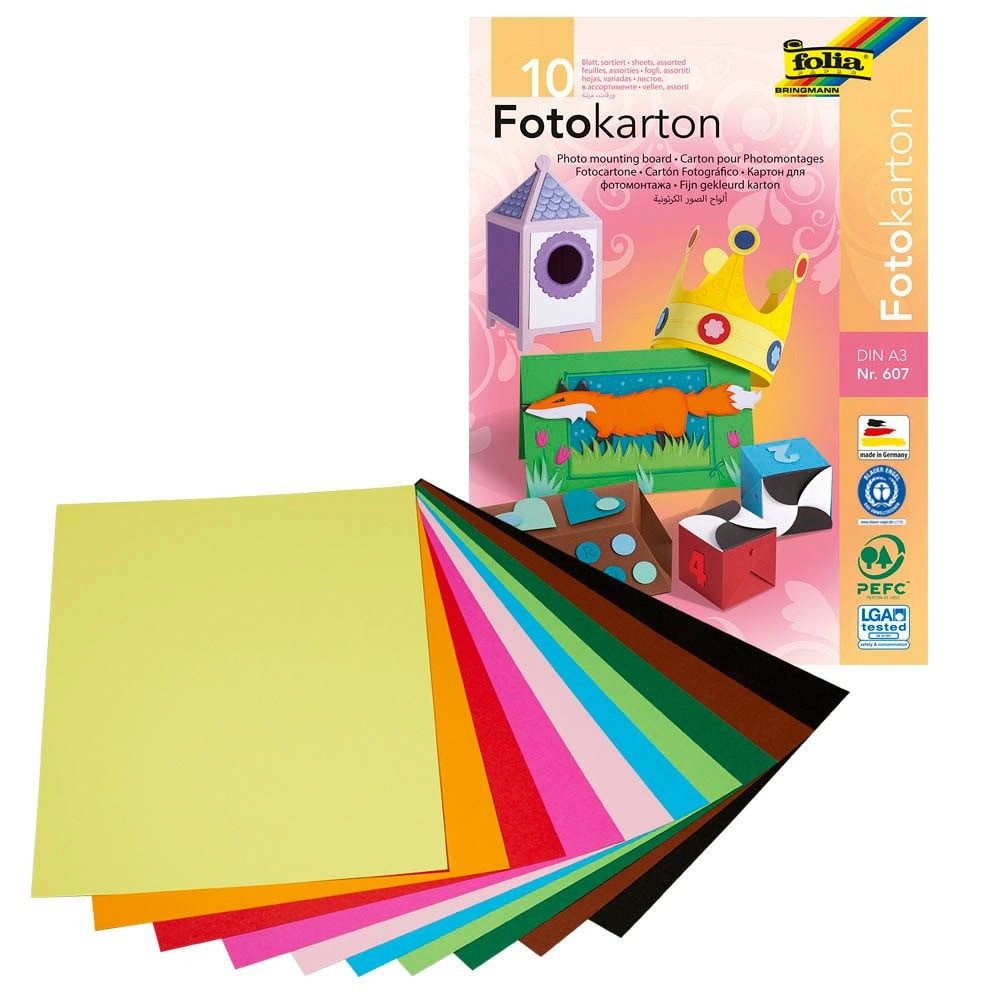 Folia Bastelkartonpapier folia Fotokarton Regenbogen farbsortiert