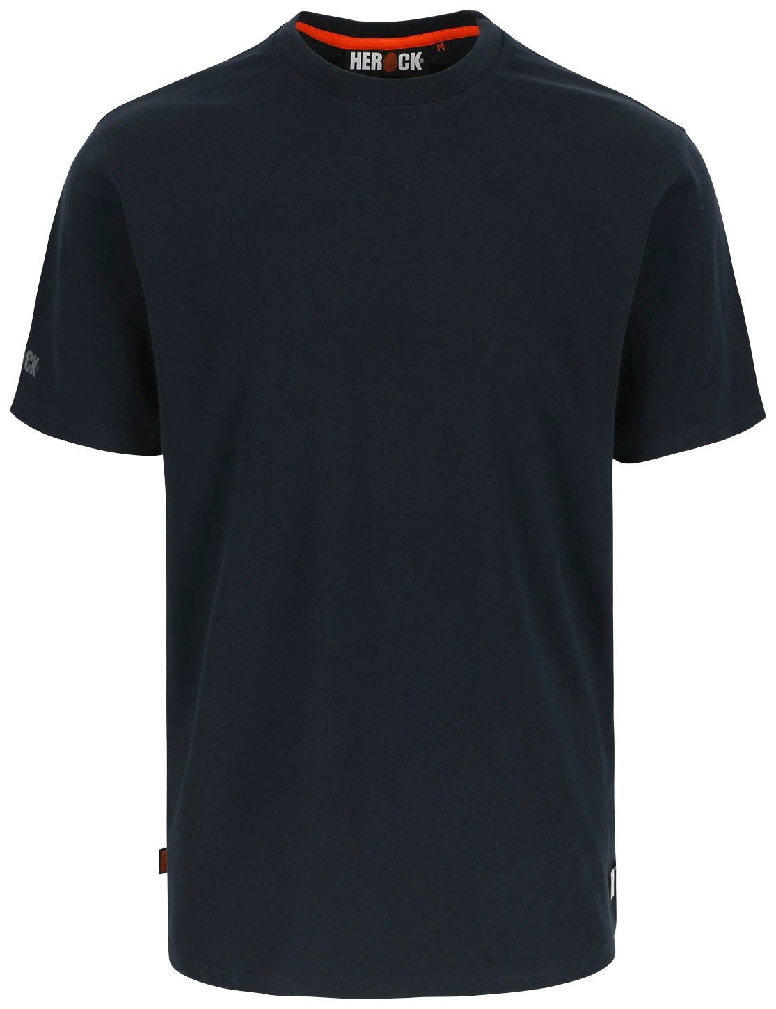 Rundhalsausschnitt, blau Rippstrickkragen Callius Herock®-Aufdruck, T-Shirt Ärmel Herock kurze kurze T-Shirt Ärmel,