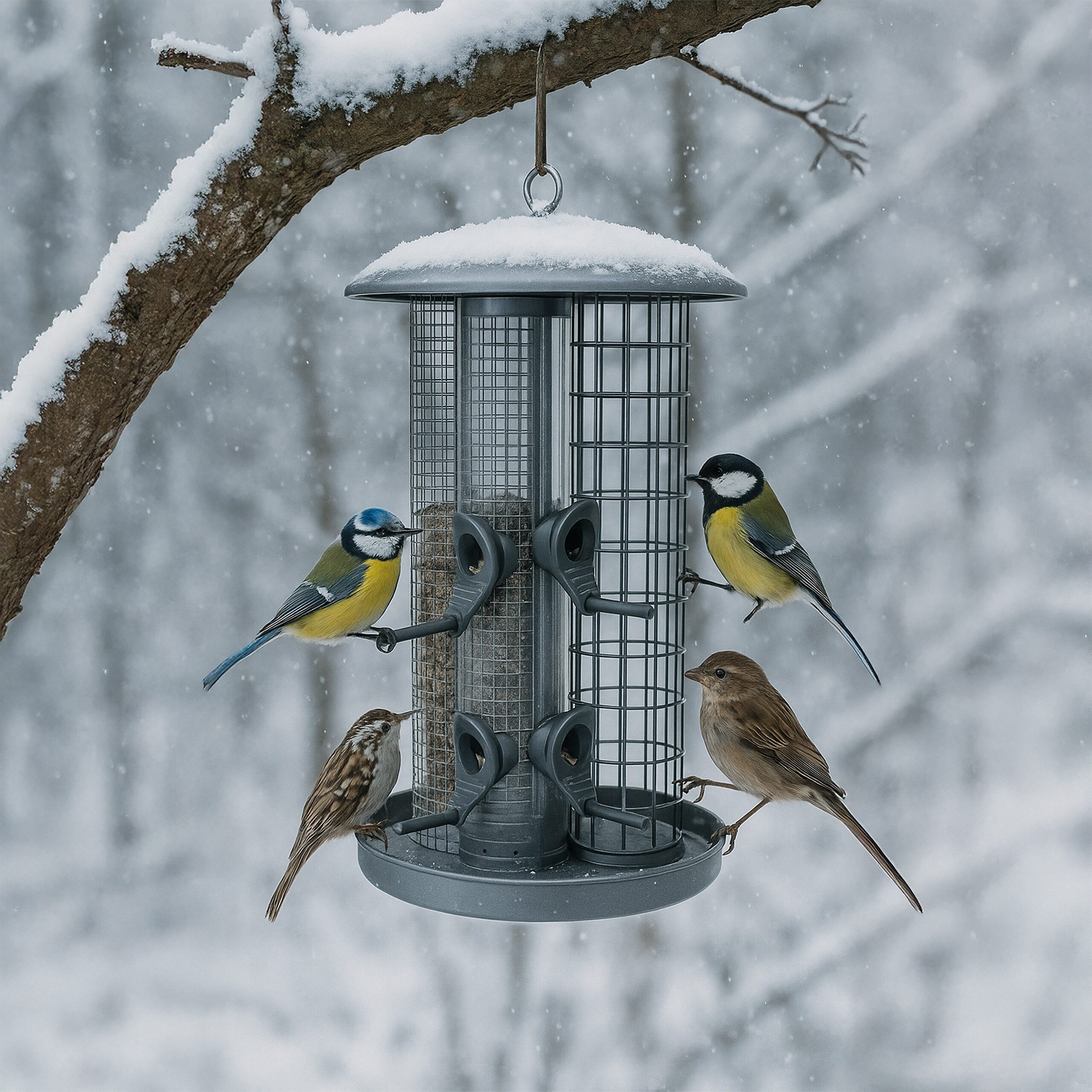 relaxdays Futterspender 3-in-1 Vogelfutterstation