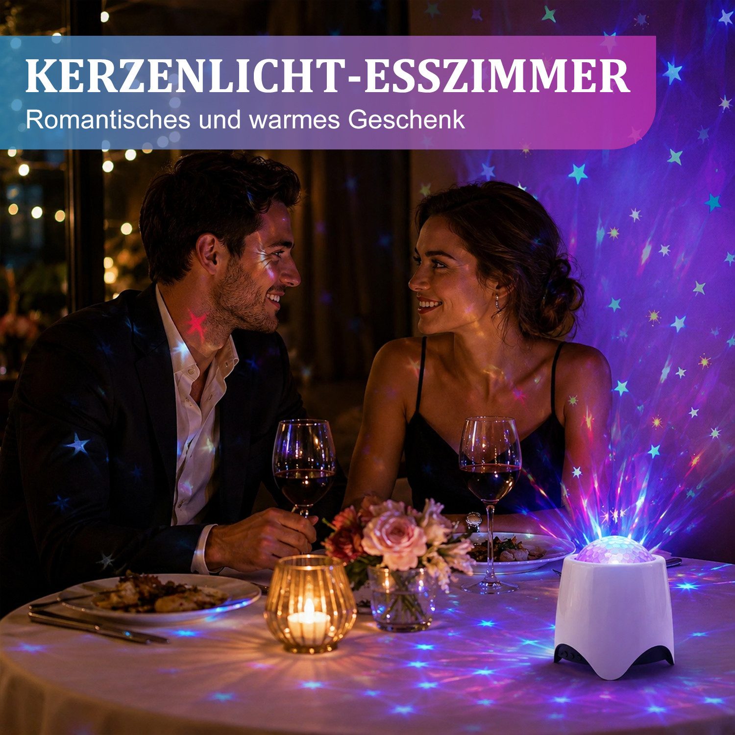 Rosnek LED Nachtlicht Sternenprojektor, Nachtlicht Projektor mit Bluetooth, 56 Lichteffekten, RGB, Als Geschenk, Timer & Musik für Kinderzimmer, Schlafzimmer &  – Bild 4 von 5