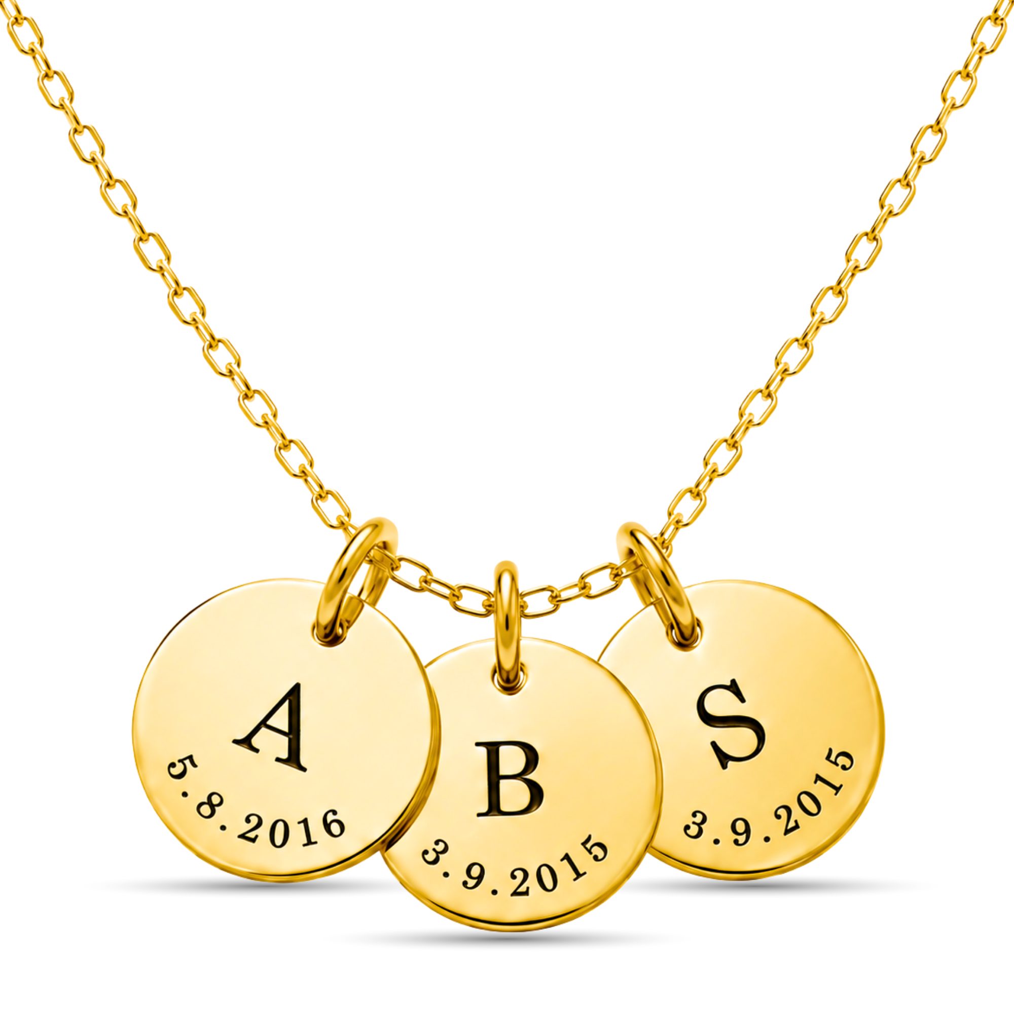 BS Schmuckdesign Kette mit Anhänger mit Gravur Personalisierte Buchstaben Kette Namenskette mit Initialen und Datum (inkl. Gravur), personalisiert inkl. Geschenkbox