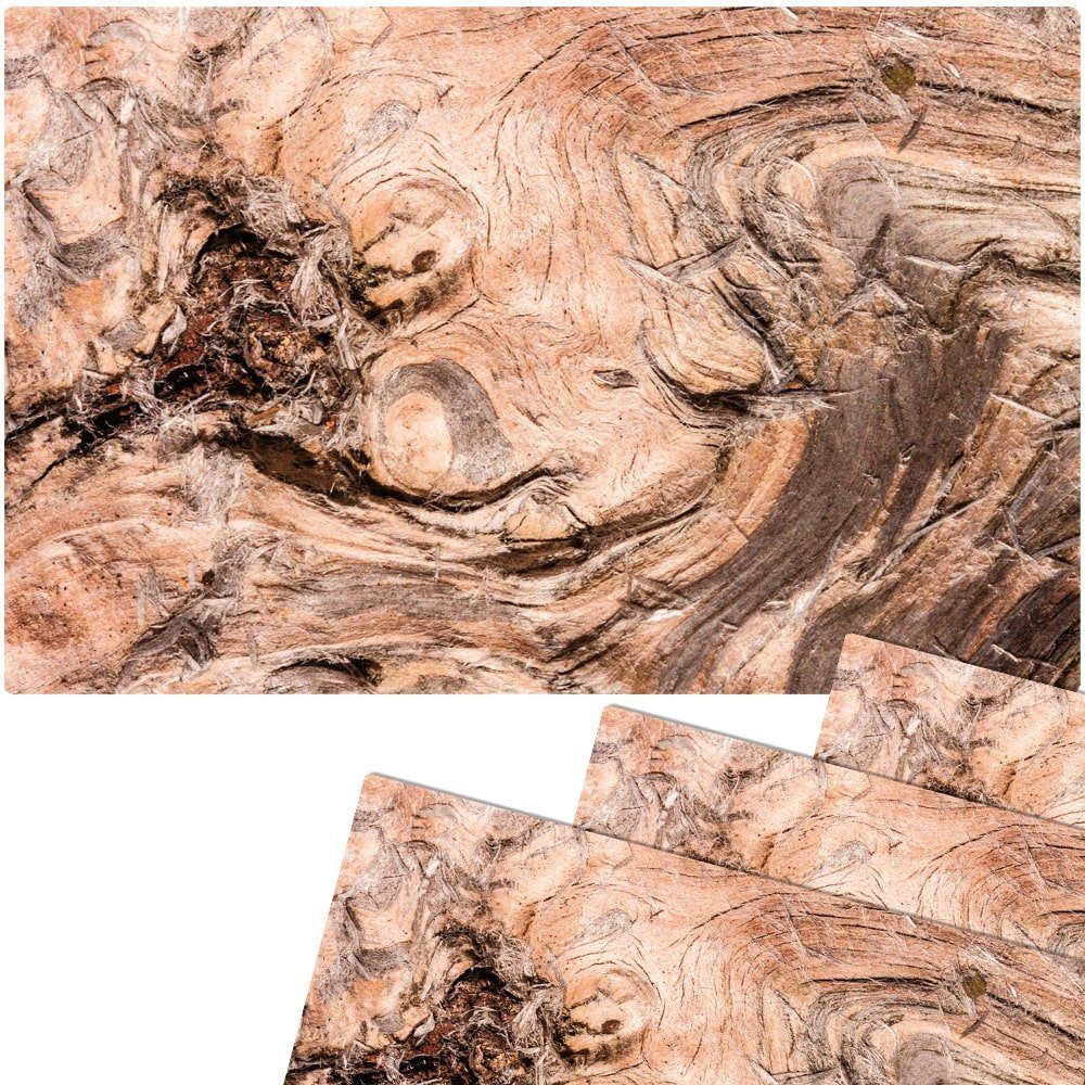 matches21 HOME & HOBBY Platzset Abwaschbare Tischsets 4er Set Holz-Optik Wurzelholz Struktur, (4-St), Platzsets als Tisch-Untersetzer und Tisch-Deko für Esstisch Teller