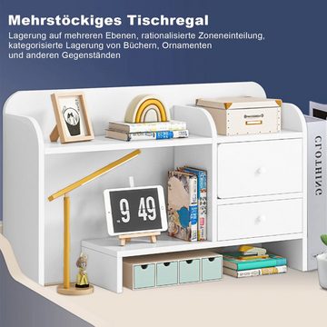 TWSOUL Bücherregal Kreatives Desktop-Bücherregal, mit zwei Schubladen, 60*19*54cm