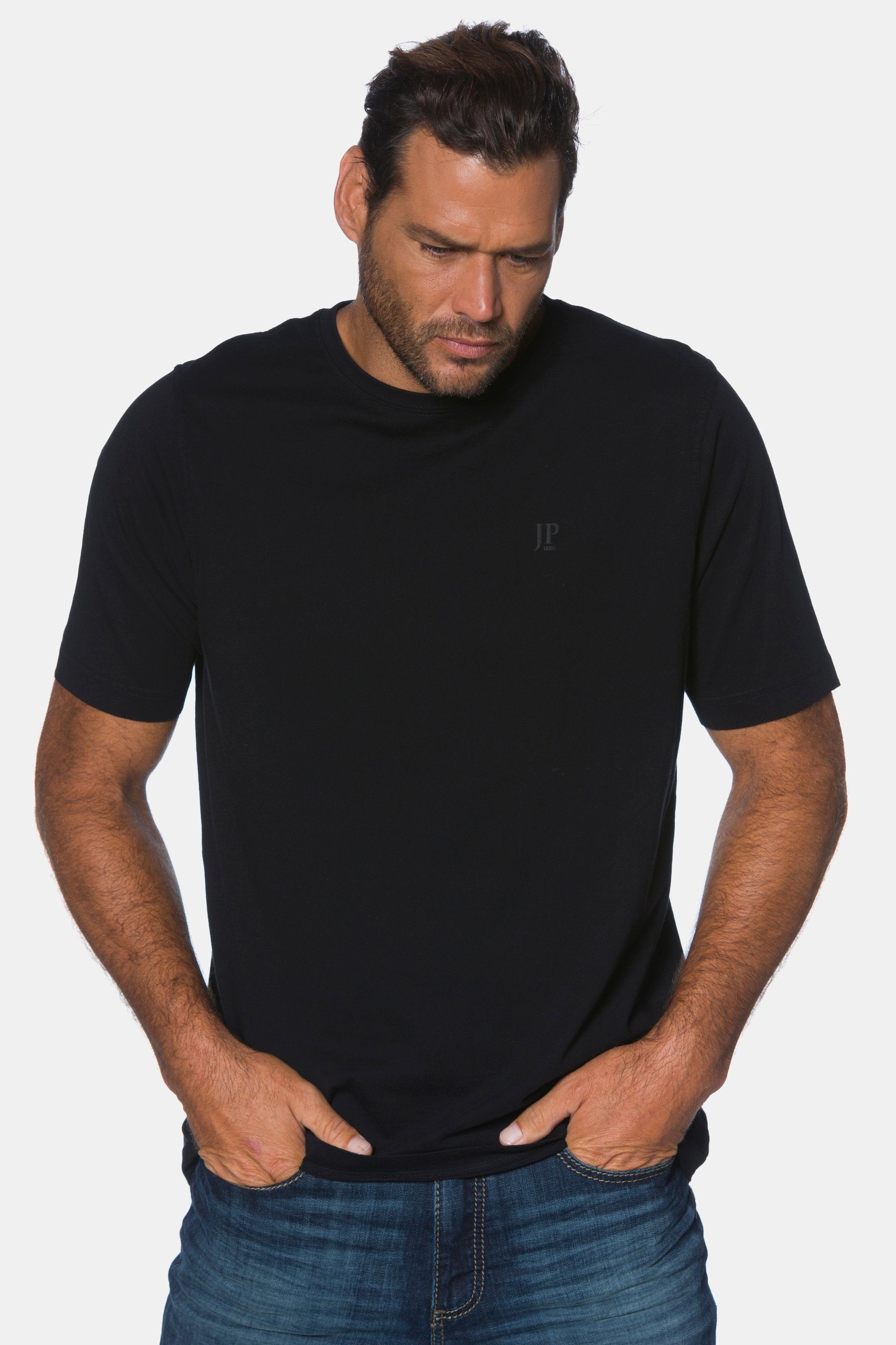 Bis zu 10 % Rabatt-Gutschein JP1880 T-Shirt T-Shirt Basic Rundhals gekämmte 8XL Baumwolle schwarz bis