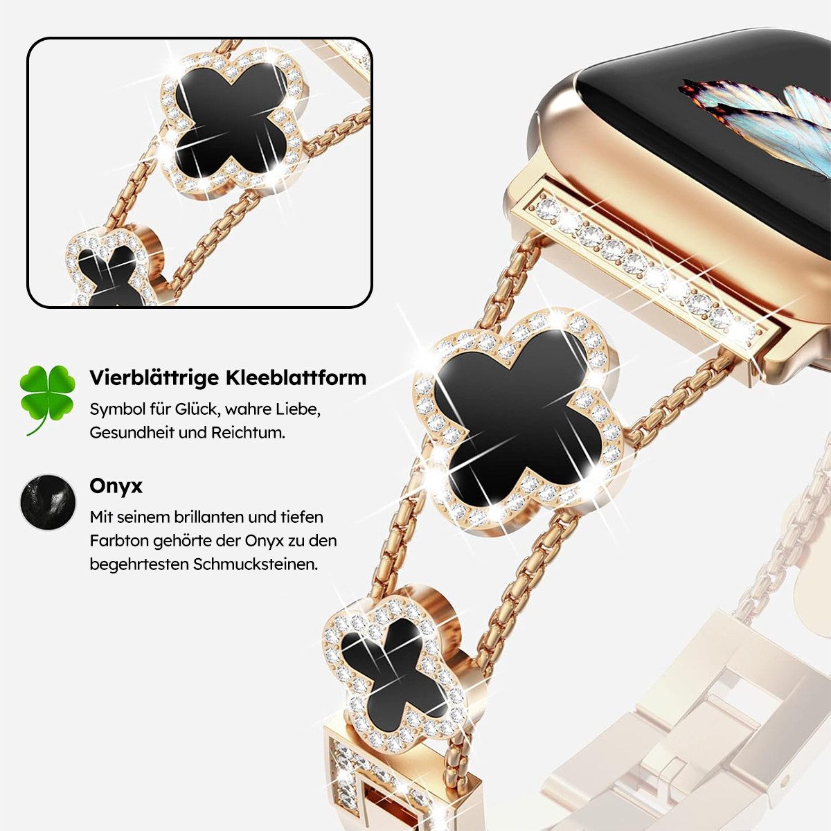 MOPUEA Smartwatch-Armband Smartwatch Armband Edelstahl Armband Kompatibe für Apple Watch, Breite Kompatibilität, verstellbares Kettendesign – Bild 2 von 5
