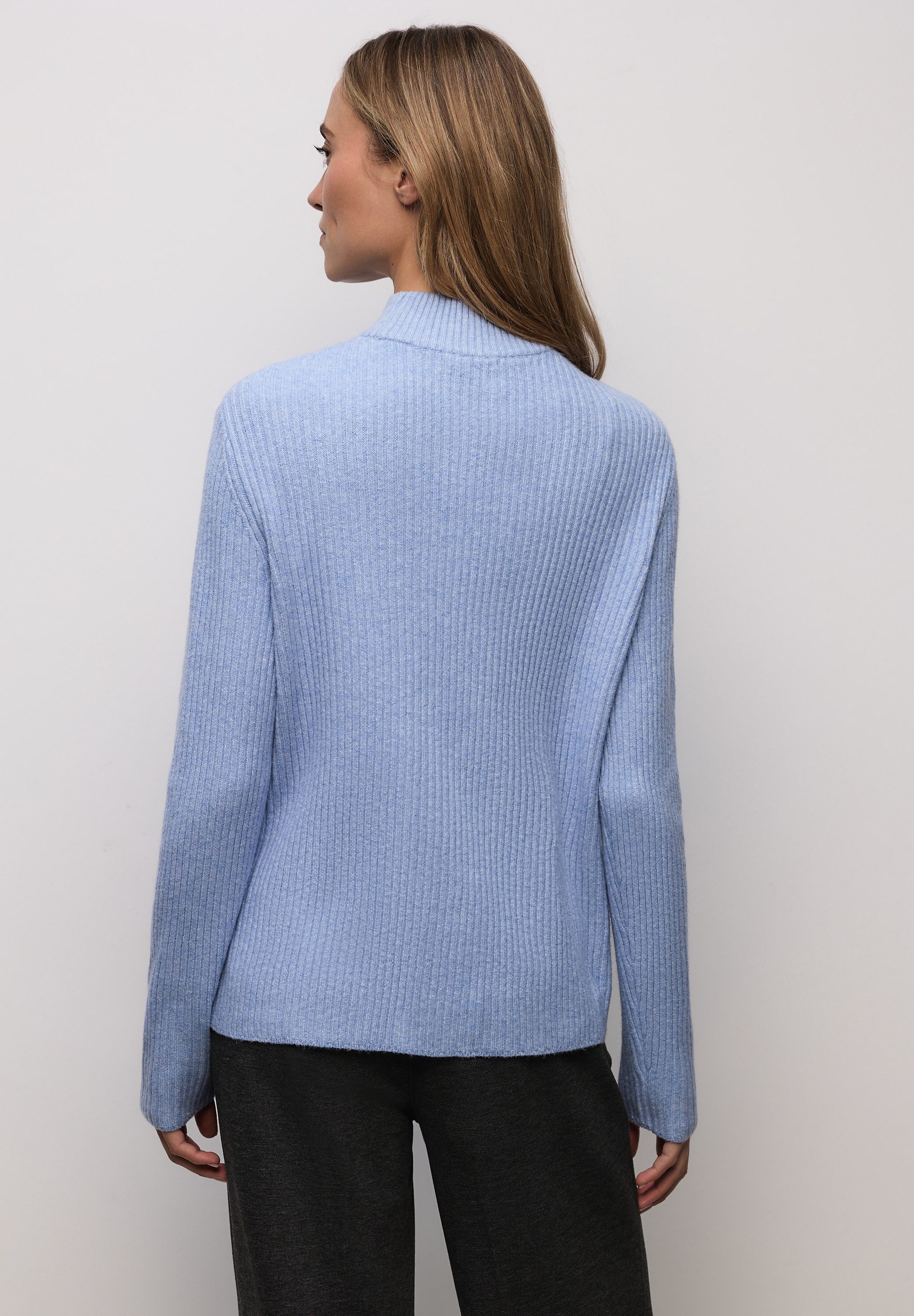 STREET ONE Stehkragenpullover mit dezentem Strukturmuster