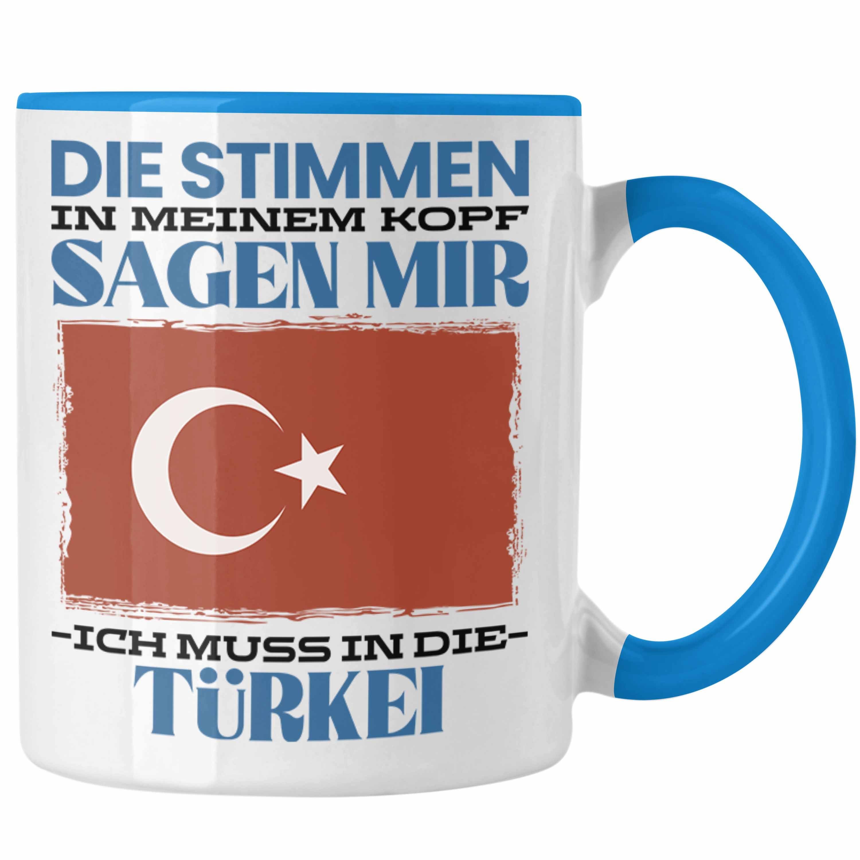 Trendation Tasse Türkei Tasse Urlaub Heimat Geschenk Spruch Türke Geschenkidee Blau