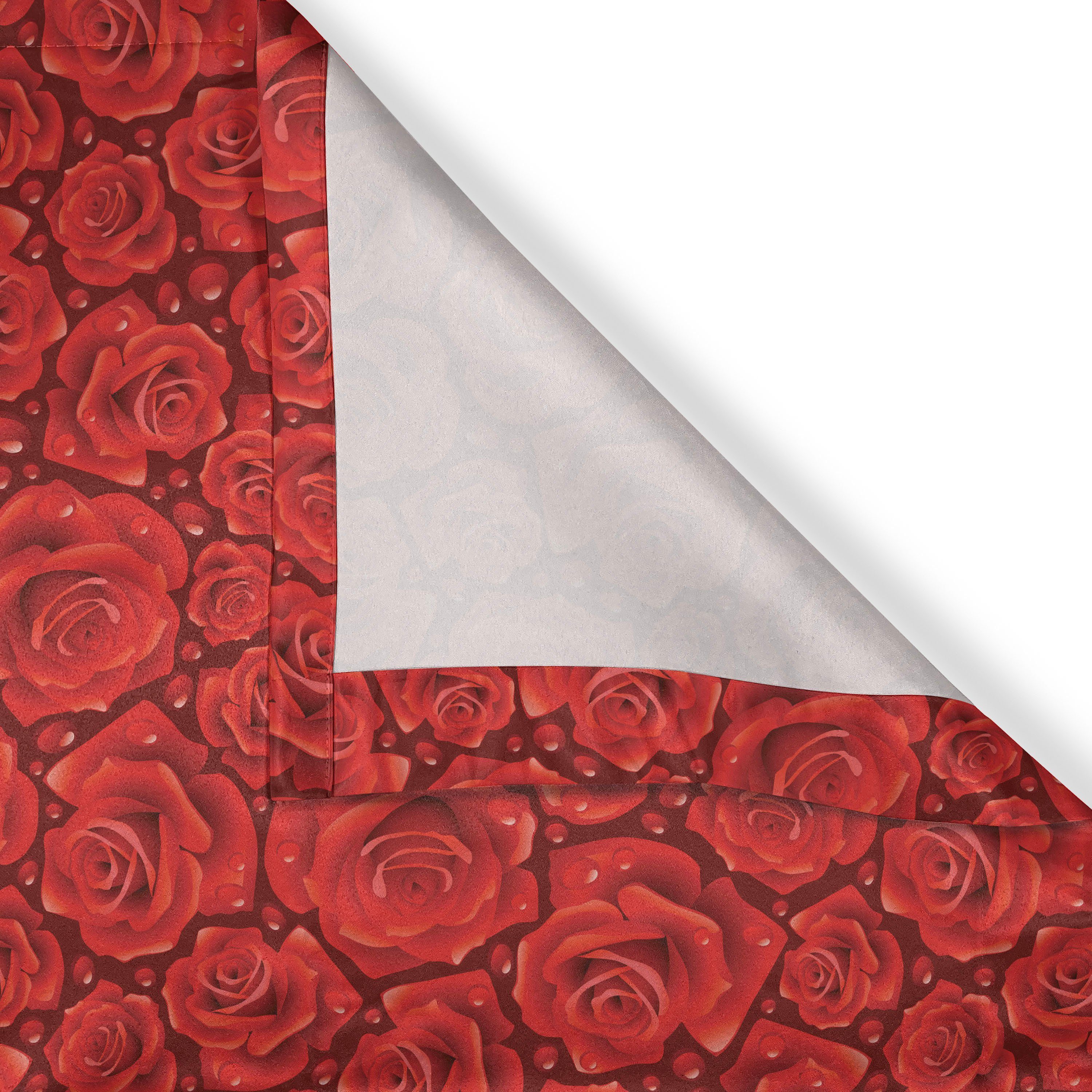 für Gardine Dekorative 2-Panel-Fenstervorhänge Wohnzimmer, Regen-Tropfen Rote Rose Rosen Schlafzimmer Wasser Abakuhaus,
