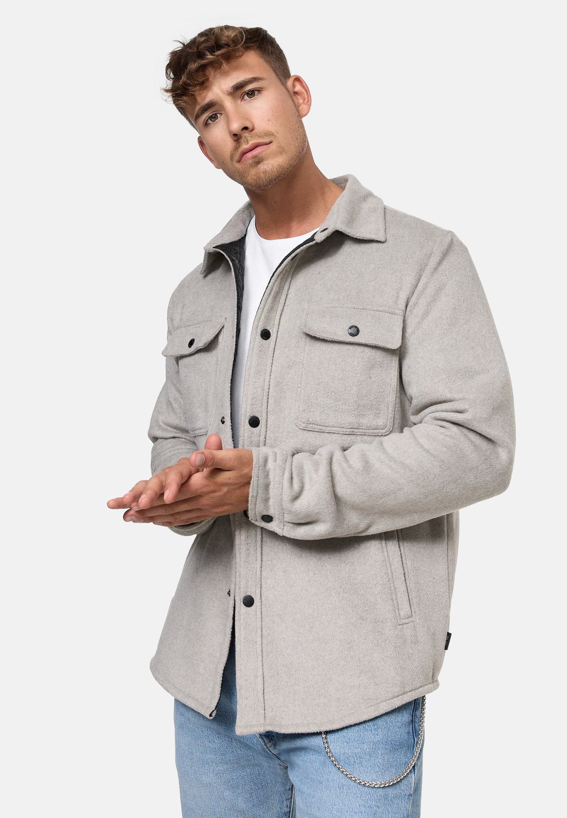 Indicode Hemdjacke Herren Henderson Übergangsjacke Herrenjacke stilvolle Hemdjacke mit Knopfleiste