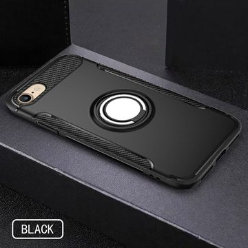 cofi1453 Bumper Handy Hülle Carbon Schwarz Schale Hybridgehäuse Bumper Case Cover drehbarer Ring 360 Grad Halter Ständer für iPhone 11 Pro Max