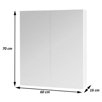 MCW Badezimmerspiegelschrank MCW-B19b-60 mit Ablageflächen, Hochglanz-Optik
