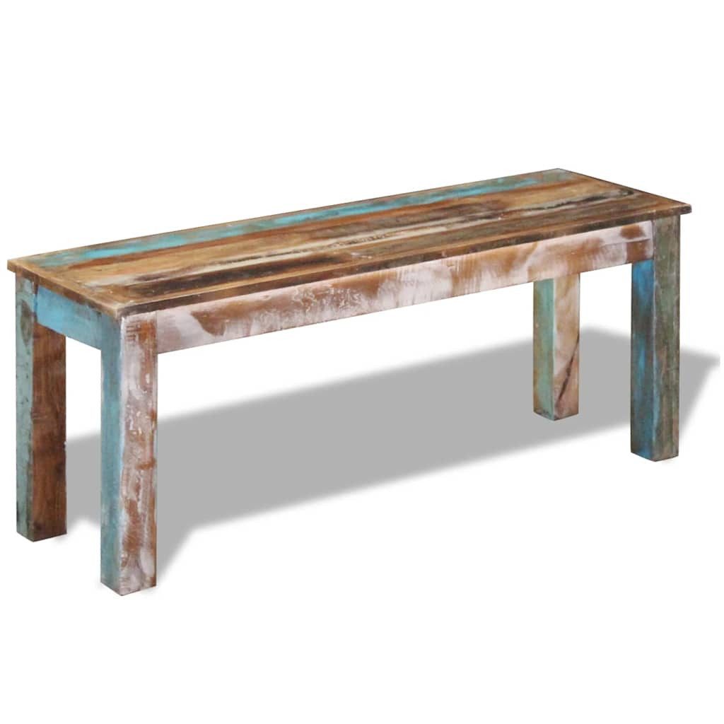 furnicato Truhenbank Sitzbank aus recyceltem Massivholz 110 x 35 x 45 cm Mehrfarbig