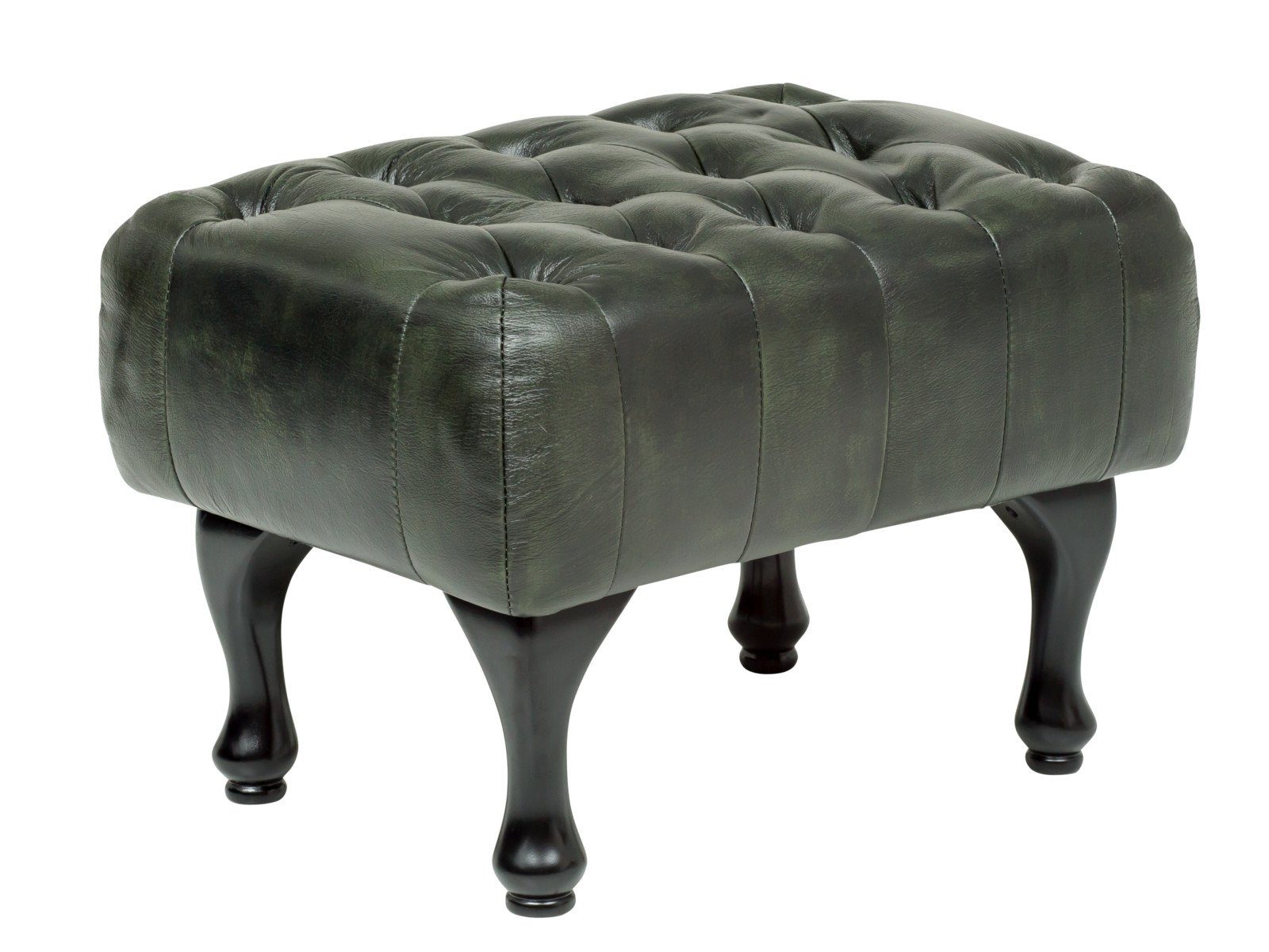 massivum Sitzhocker Hocker Chesterfield Pittsfield Echtleder grün